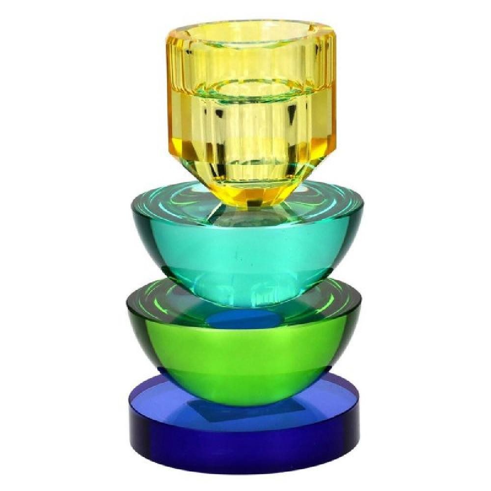 Giftcompany Kerzenhalter Kerzenhalter Sari Rund Blau Grün Gelb (14cm)