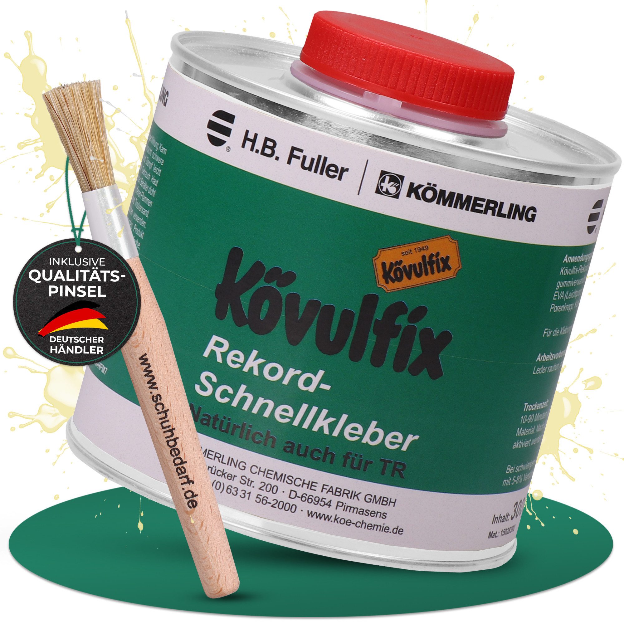 Langlauf Schuhbedarf Klebstoff Kövulfix Schuhkleber300g extra stark inklusive Langlauf Auftragspinsel, (2-tlg)