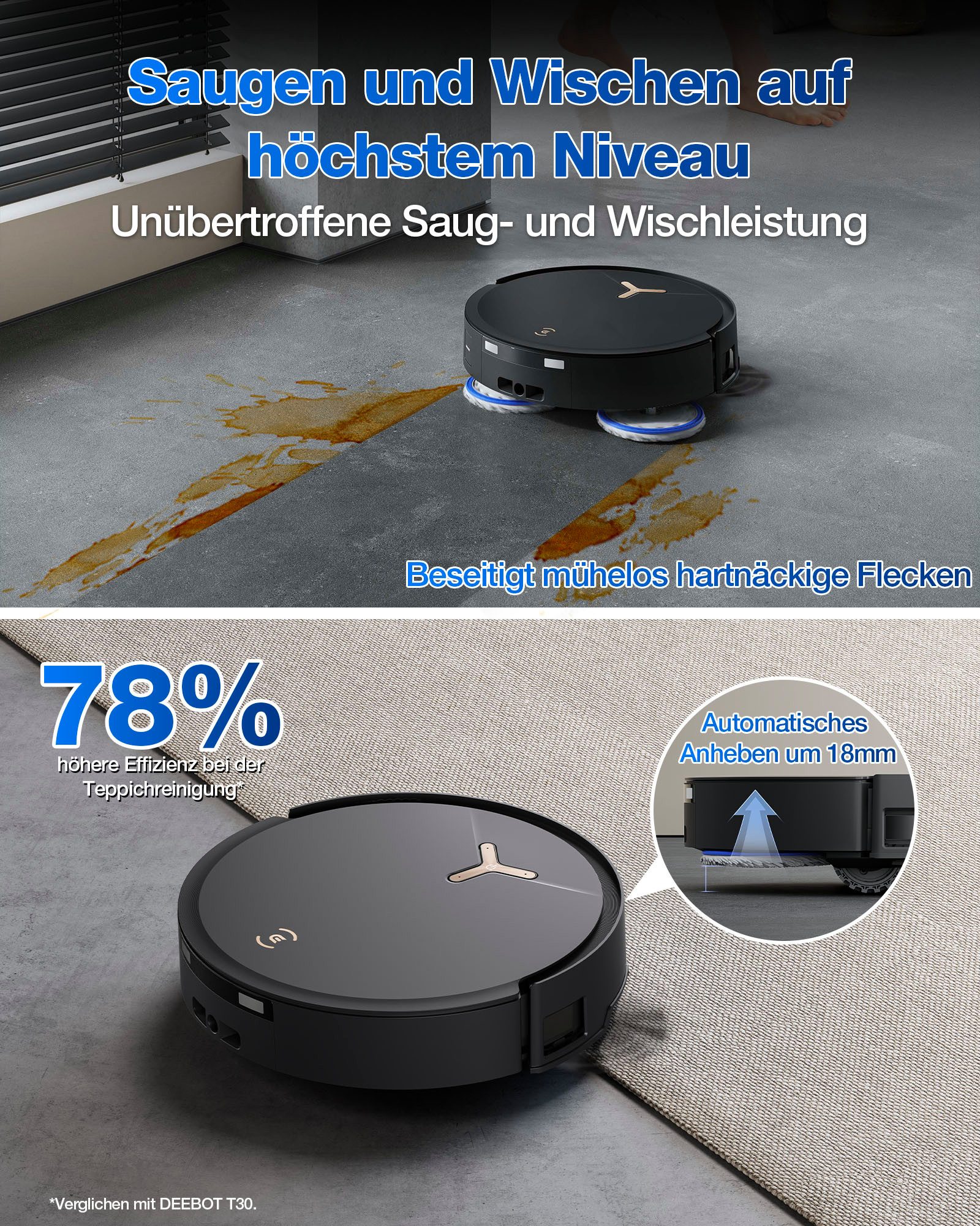 ECOVACS Saugroboter mit Wischfunktion, DEEBOT T50 MAX PRO OMNI Gen2, mit Beutel