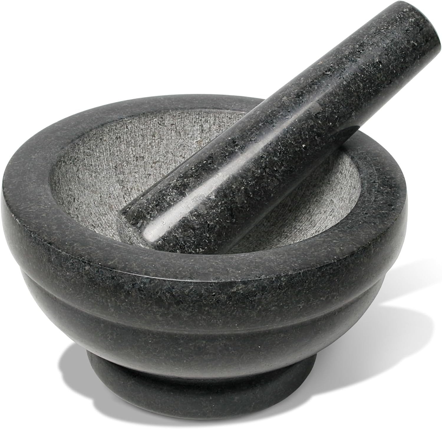 Wenco Mörser mit Stößel Set aus Granit ⌀ 16cm für ein feines Mahlergebnis, (16 x 16 x 8,5 cm), hochwertiges Granit, massiv und langlebig, leicht zu reinigen
