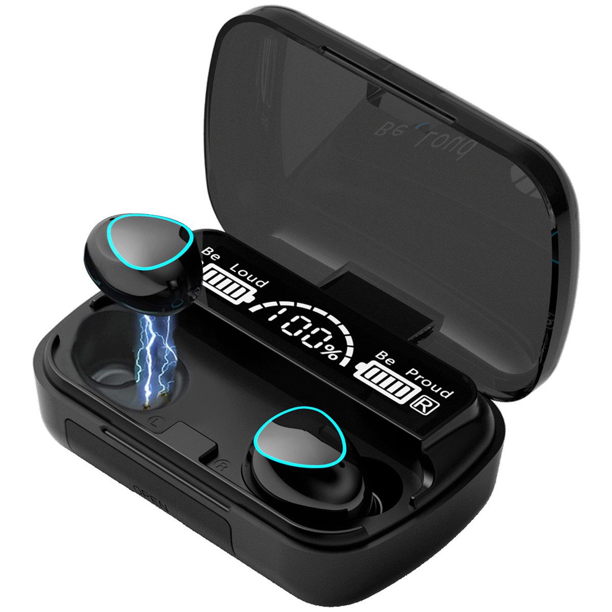 VSIUO HiFi Stereo Bluetooth Kopfhörer Kabellos TWS Earbuds True-Wireless In-Ear-Kopfhörer (Tiefer Bass Wireless, LED Anzeige, Google Assistant, Siri, Voice Assistant, Noise Cancelling, Sportkopfhörer, IP4 Wasserdicht Ohrhörer)