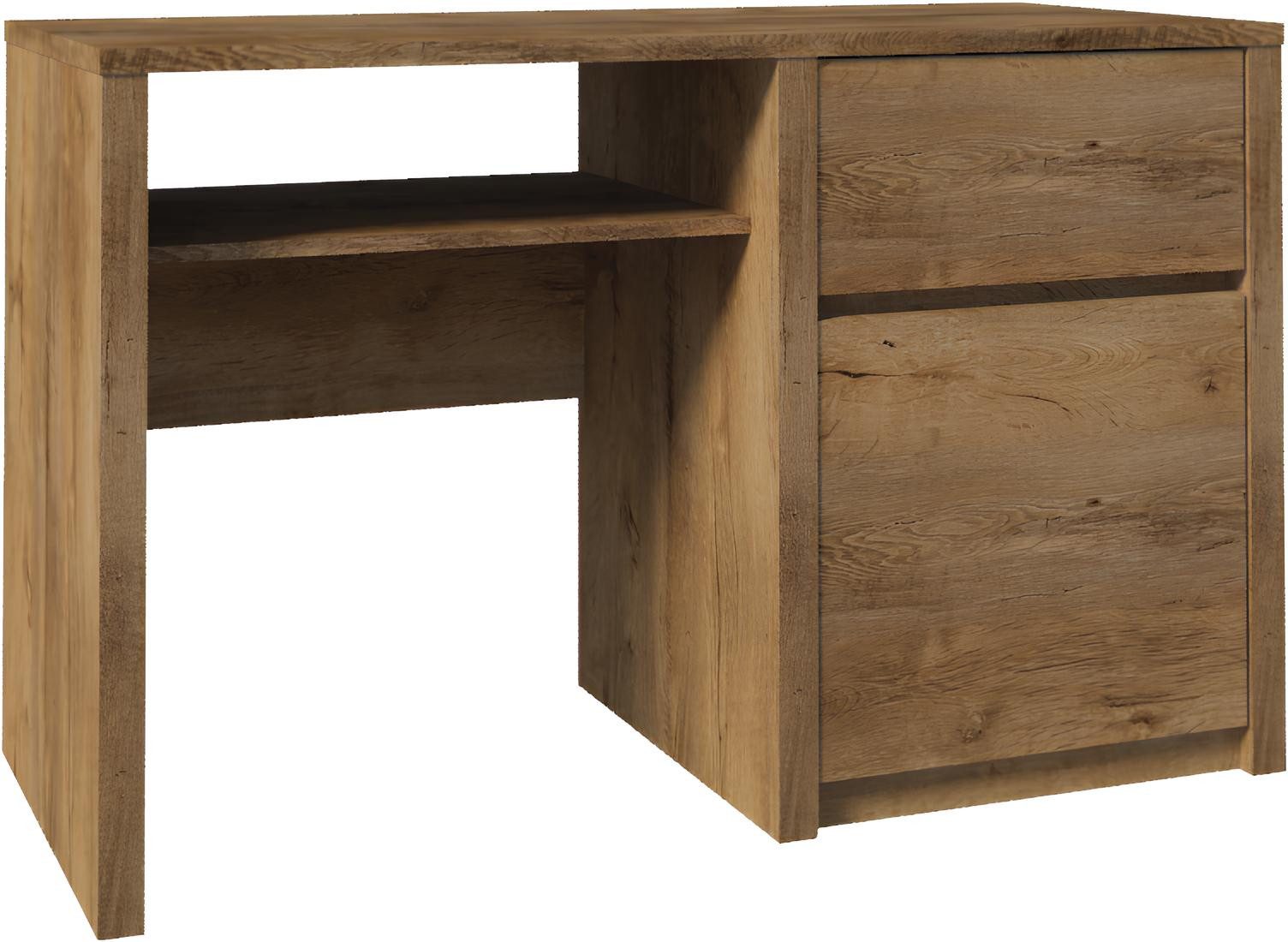 JVmoebel Computertisch Handgefertigter Holz-Schreibtisch in warmen Brauntönen mit Regal (Packung, 1-St., Handgefertigter Holz-Schreibtisch), Made in Europa