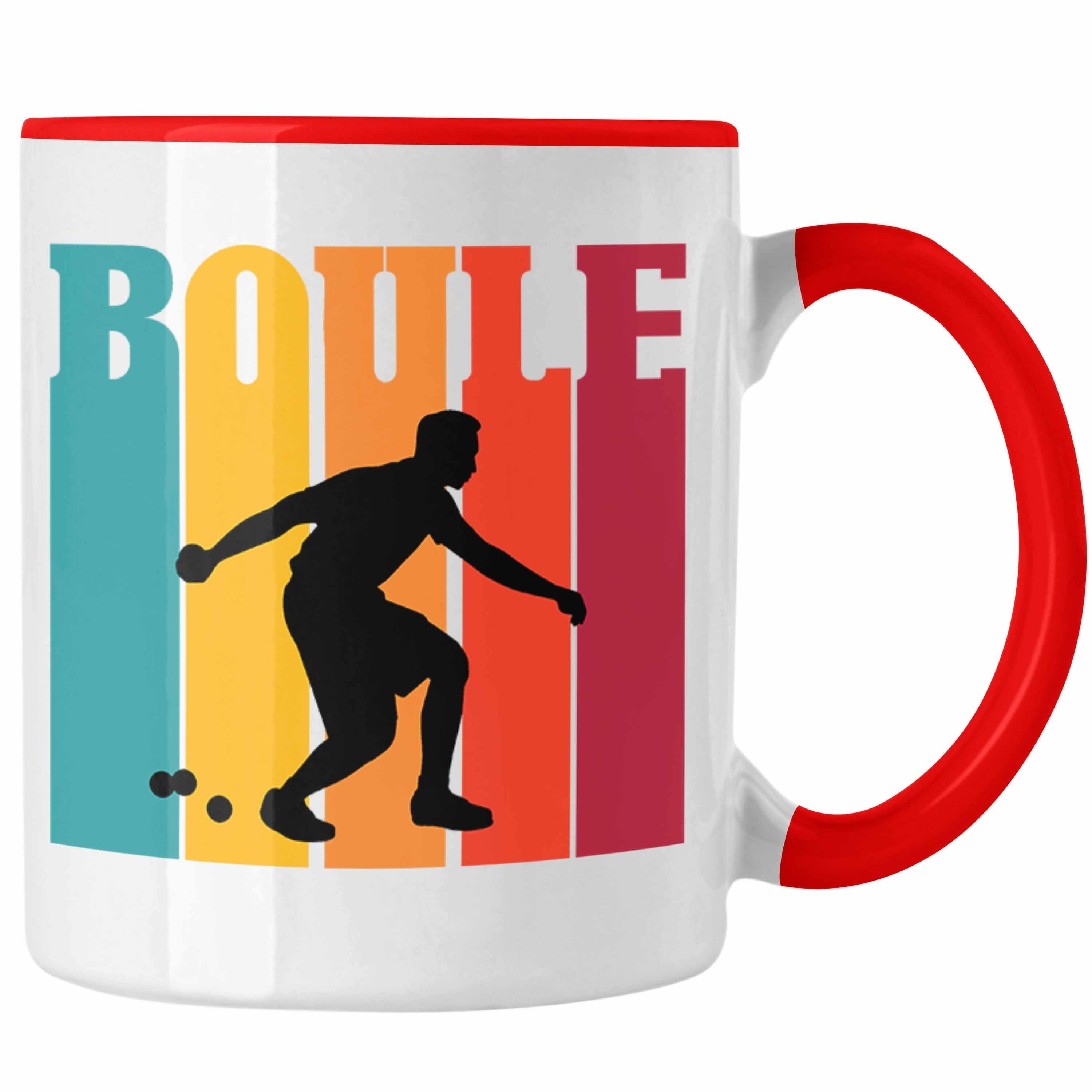 Trendation Tasse Boule Tasse für Boule-Spieler als Spruch Geschenkidee Rot