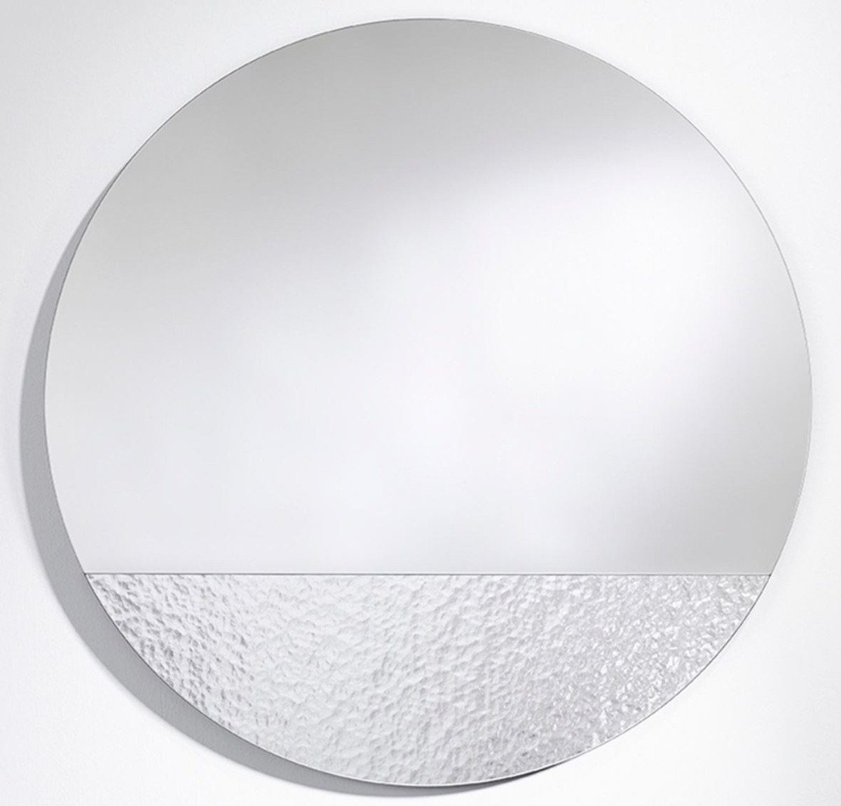 Casa Padrino Wandspiegel Luxus Wandspiegel Ø 96 cm - Runder Spiegel mit strukturierter Oberfläche - Wohnzimmer Spiegel - Garderoben Spiegel - Luxus Qualität