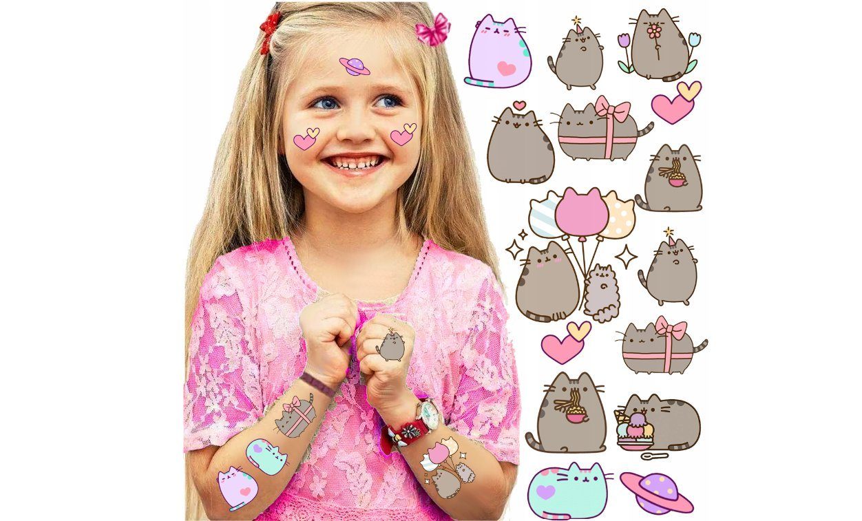 Festivalartikel Kindertattoo Katze Kindertattoos Abwaschbar Party Geburtstag Татуировки, 14-tlg.