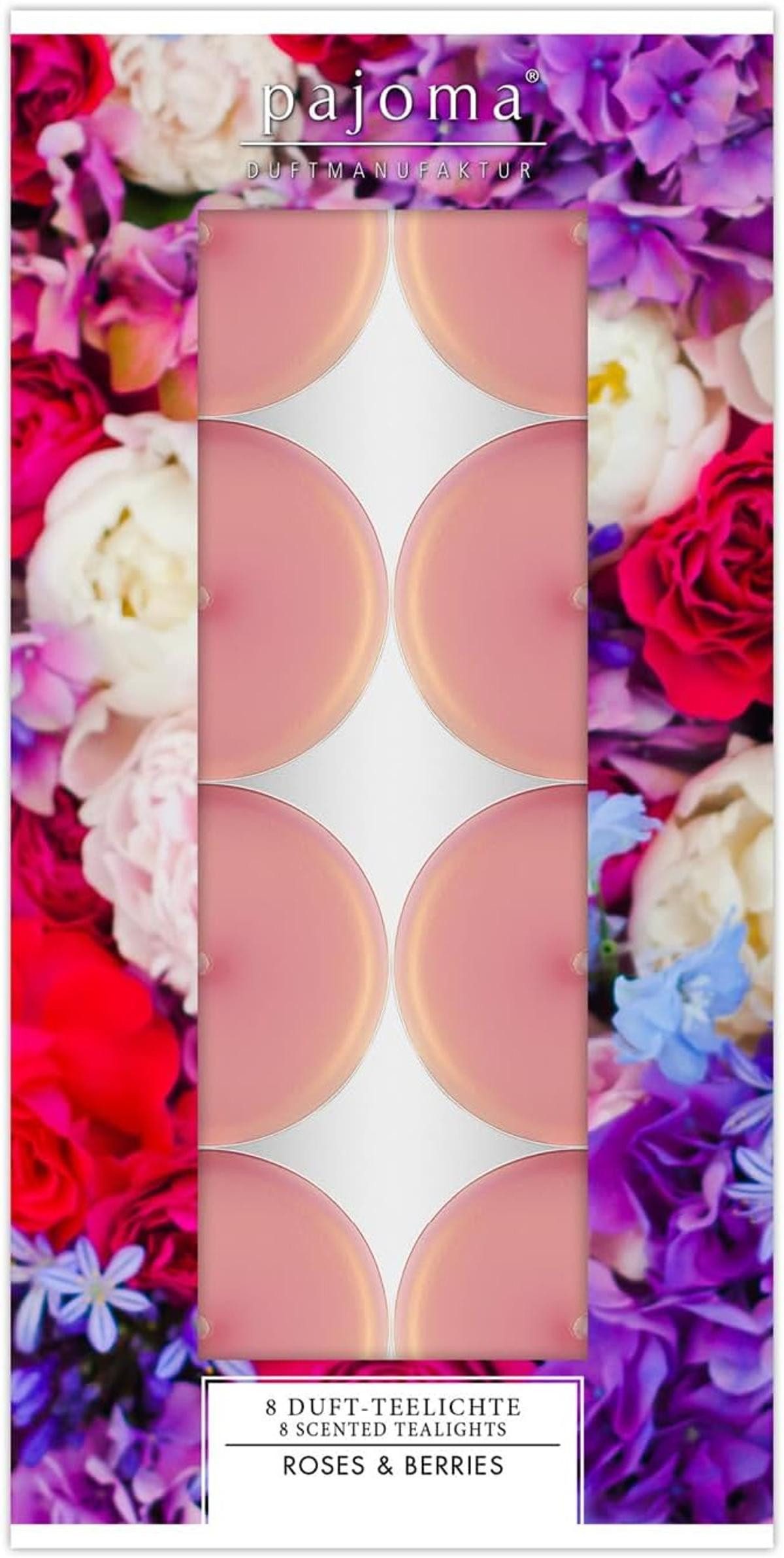 pajoma® Teelicht pajoma® Teelichte 8 Stück Roses & Berries Duft in Aluhülle ca. 4 Std.