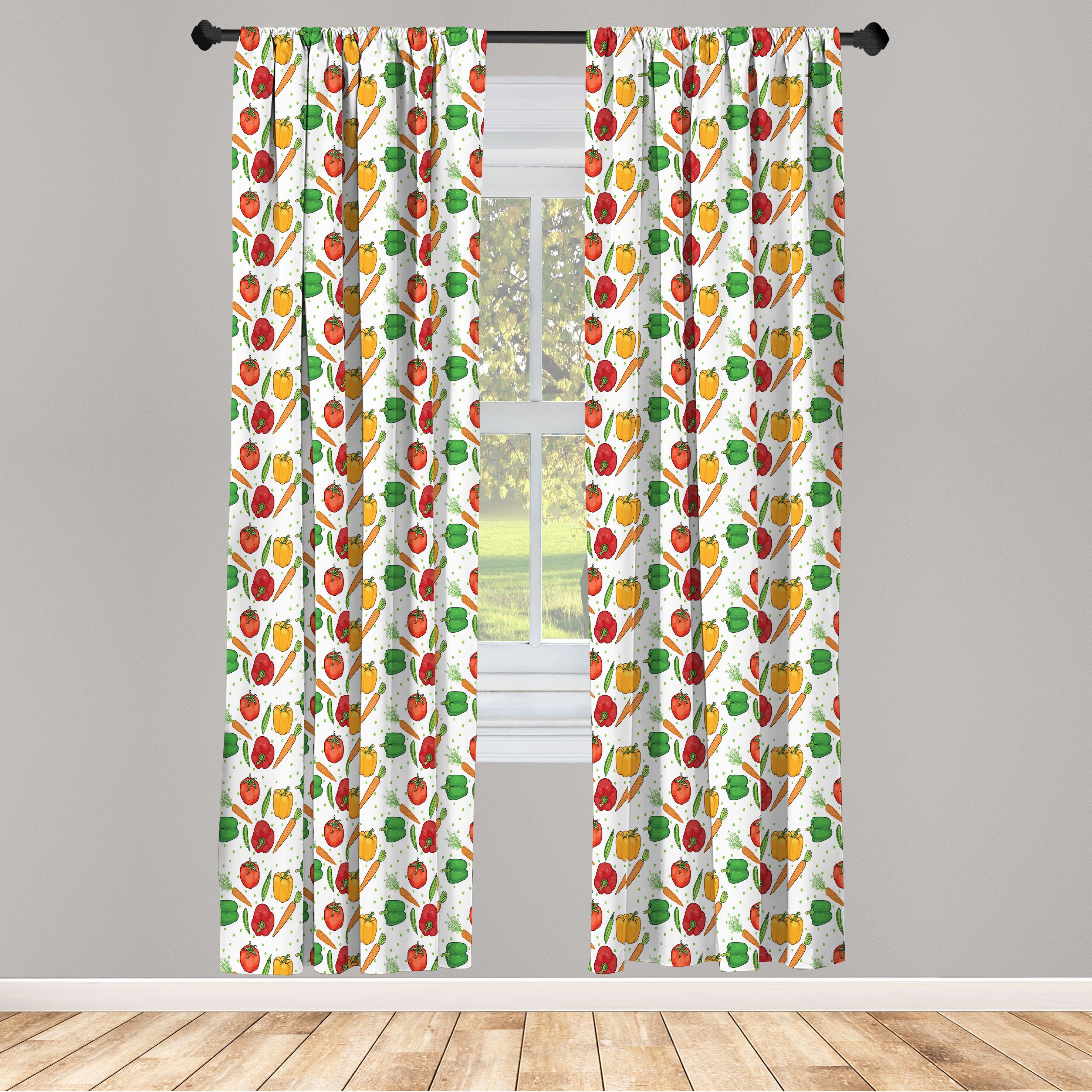 Gardine Vorhang für Wohnzimmer Schlafzimmer Dekor, Abakuhaus, Microfaser, Pfeffer Pfeffer und Tomaten Erbsen