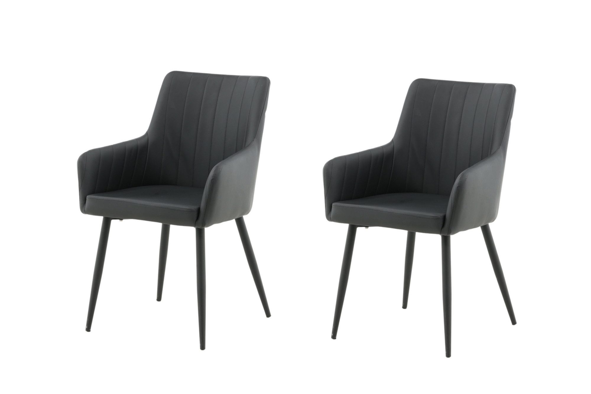 Venture Home Esszimmerstuhl Comfort, 2er-Set Esszimmerstühle in Schwarz mit Armlehnen, 120 kg (2 St), Polsterstuhl, PU-Bezug, schwarze Stahlbeine, edel, urban