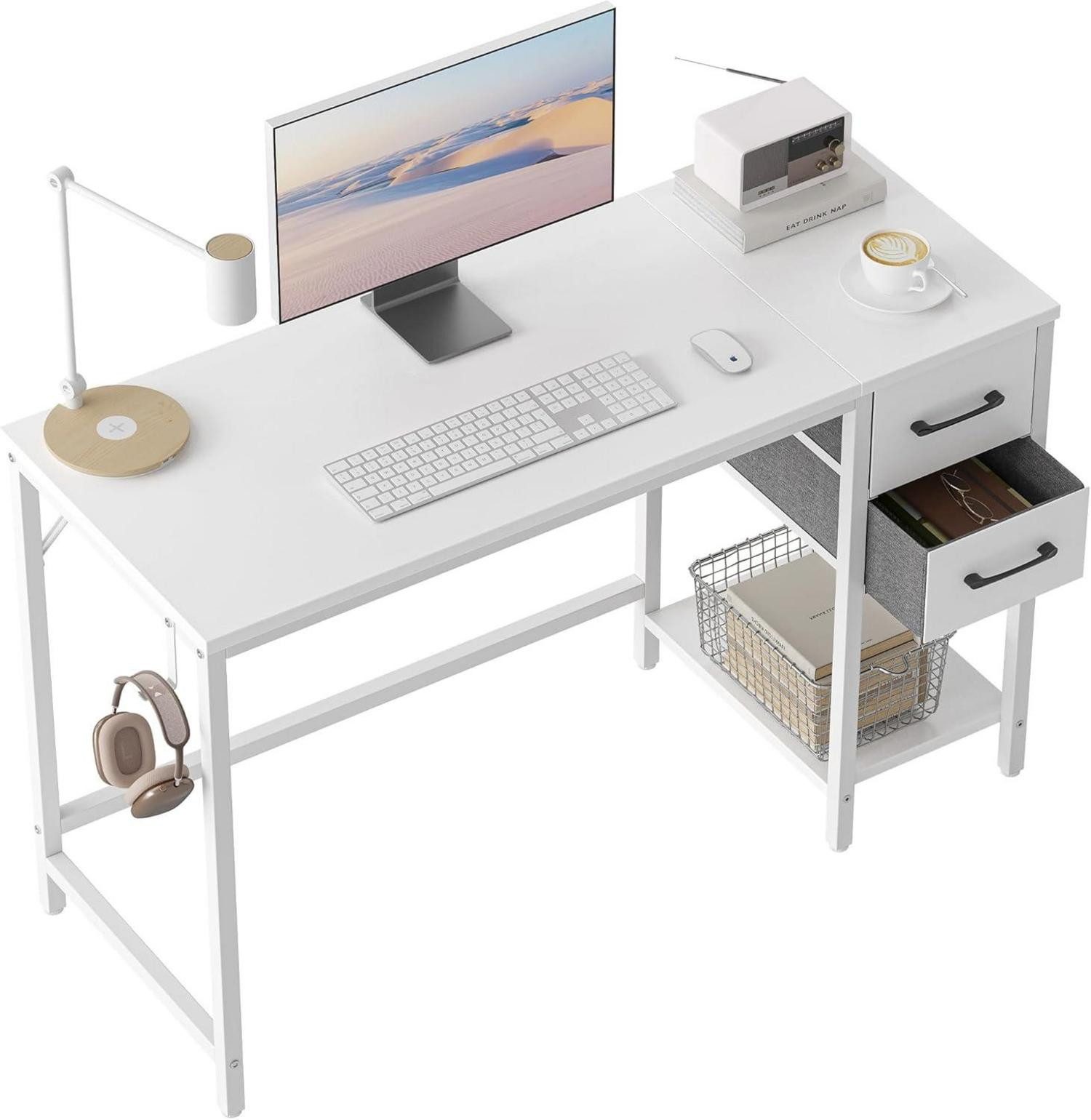 LuxusKollektion Computertisch Computertisch mit Schubladen 120 cm Weiß, moderner PC-Tisch, Home
