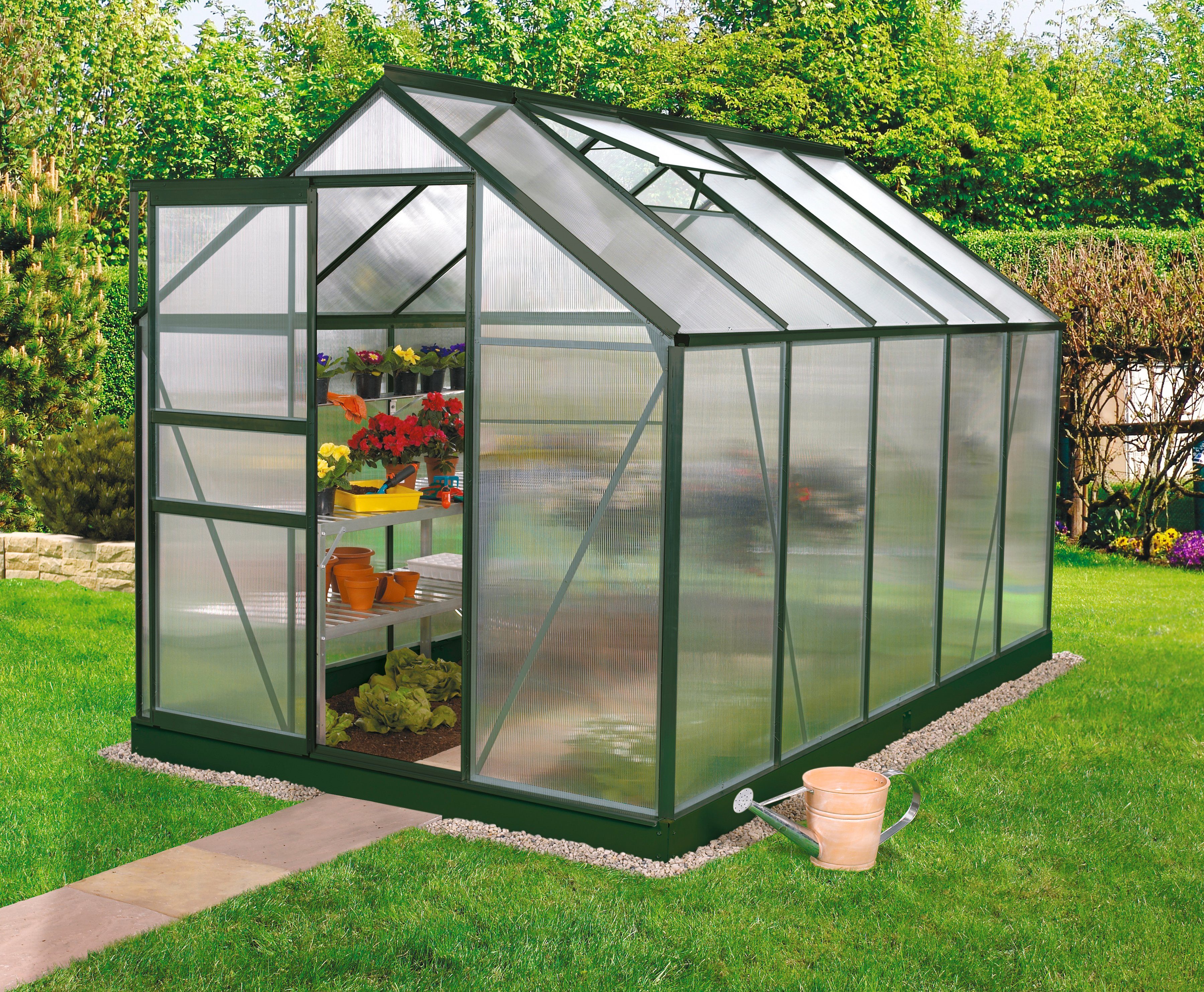 Vitavia Gewächshaus Venus 6200, BxTxH: 192 x 317 x 197 cm, 6 mm Wandstärke grün