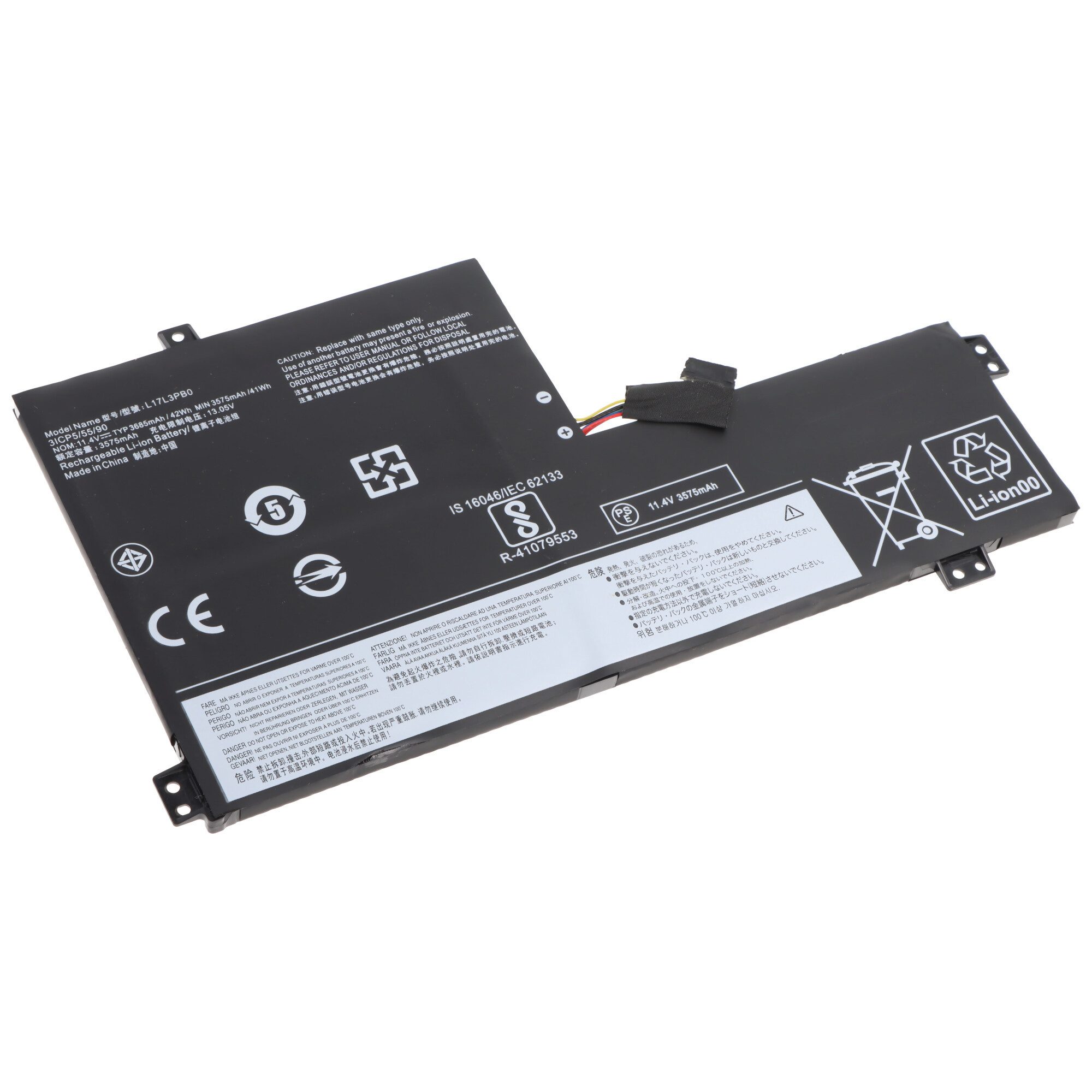 AccuCell Akku passend für Lenovo 300e Chromebook, Li-Polymer, 11,4V, 3575mAh, Akku 3575 mAh (11,4 V)