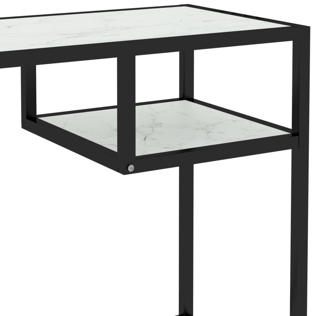 Hartglas Schreibtisch 100x36x74 cm furnicato Weiß Computertisch Marmor