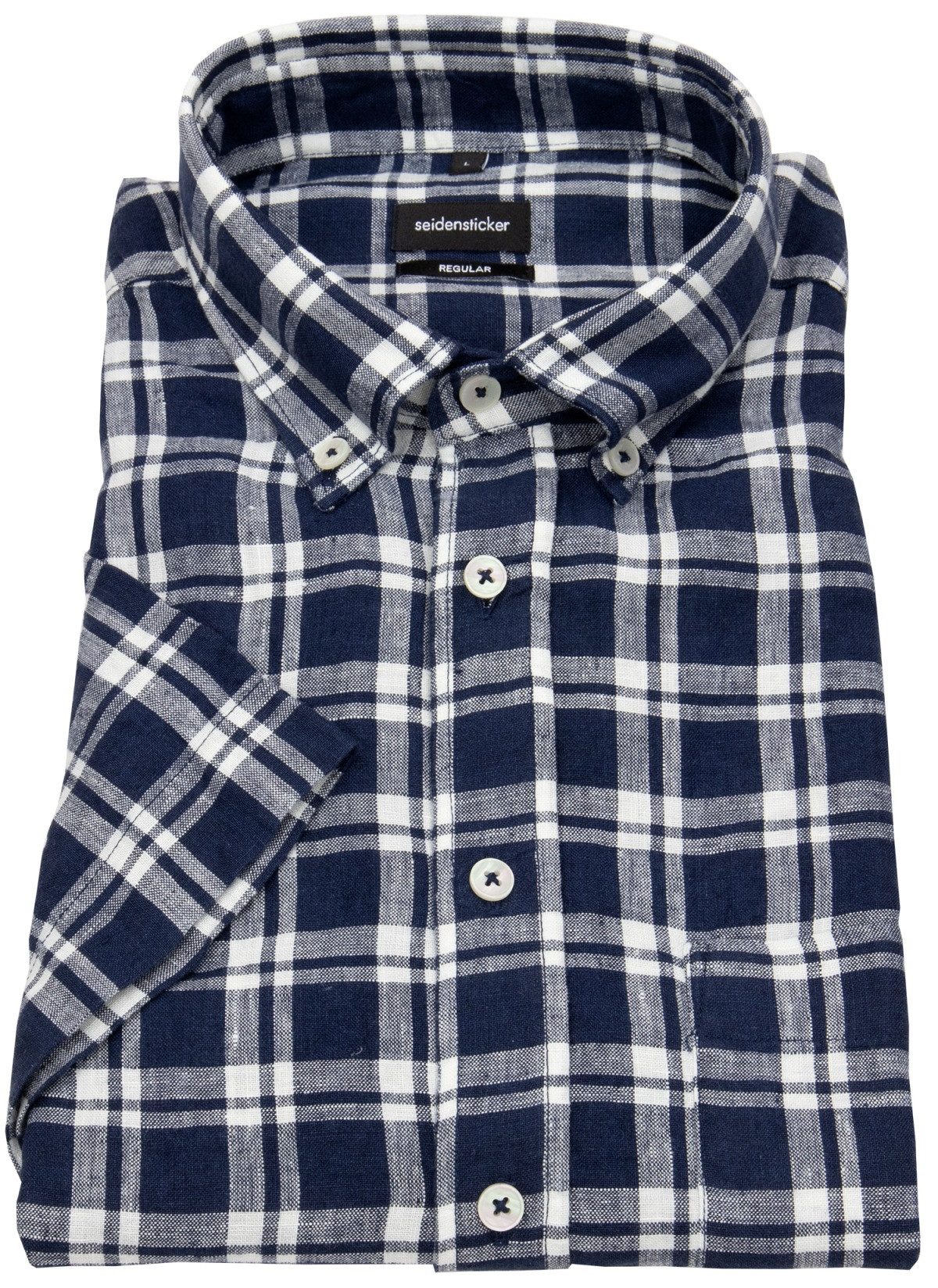 seidensticker Kurzarmhemd Regular Button-Down-Kragen