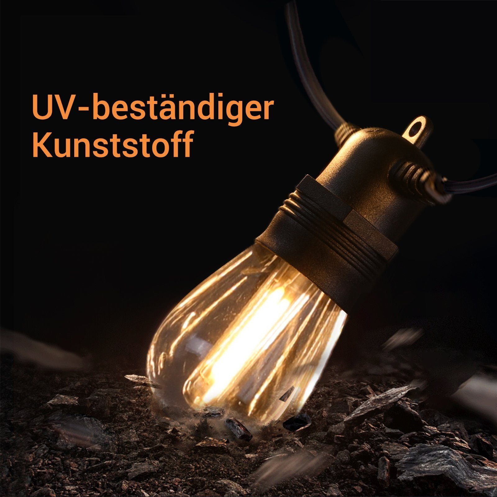 Quntis Lichterkette outdoor strom 16/31m led lichterkette für außen erweiterbare, lichtkette terasse Balkonlampen Gartenlampen biergarten lichterketten – Bild 4 von 5