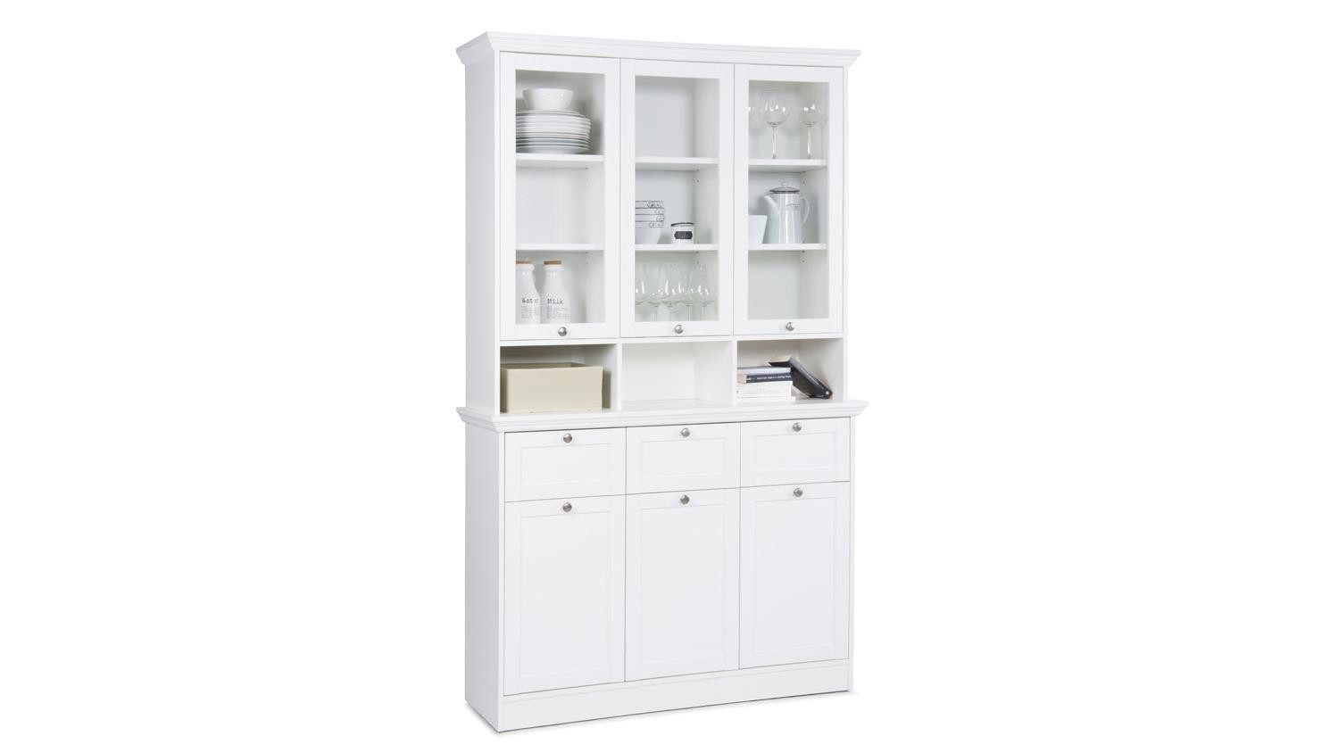 Finori Vitrine Buffetschrank Landwood weiß Landhausstil 120x200 cm