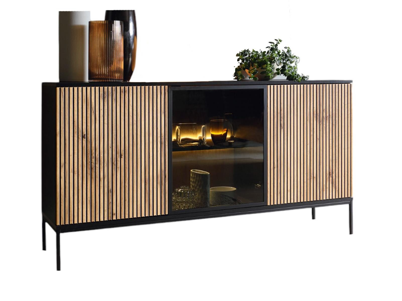 Compleo Kommode LINO, 3-türig, Untergestell aus Metall, Elegant Design