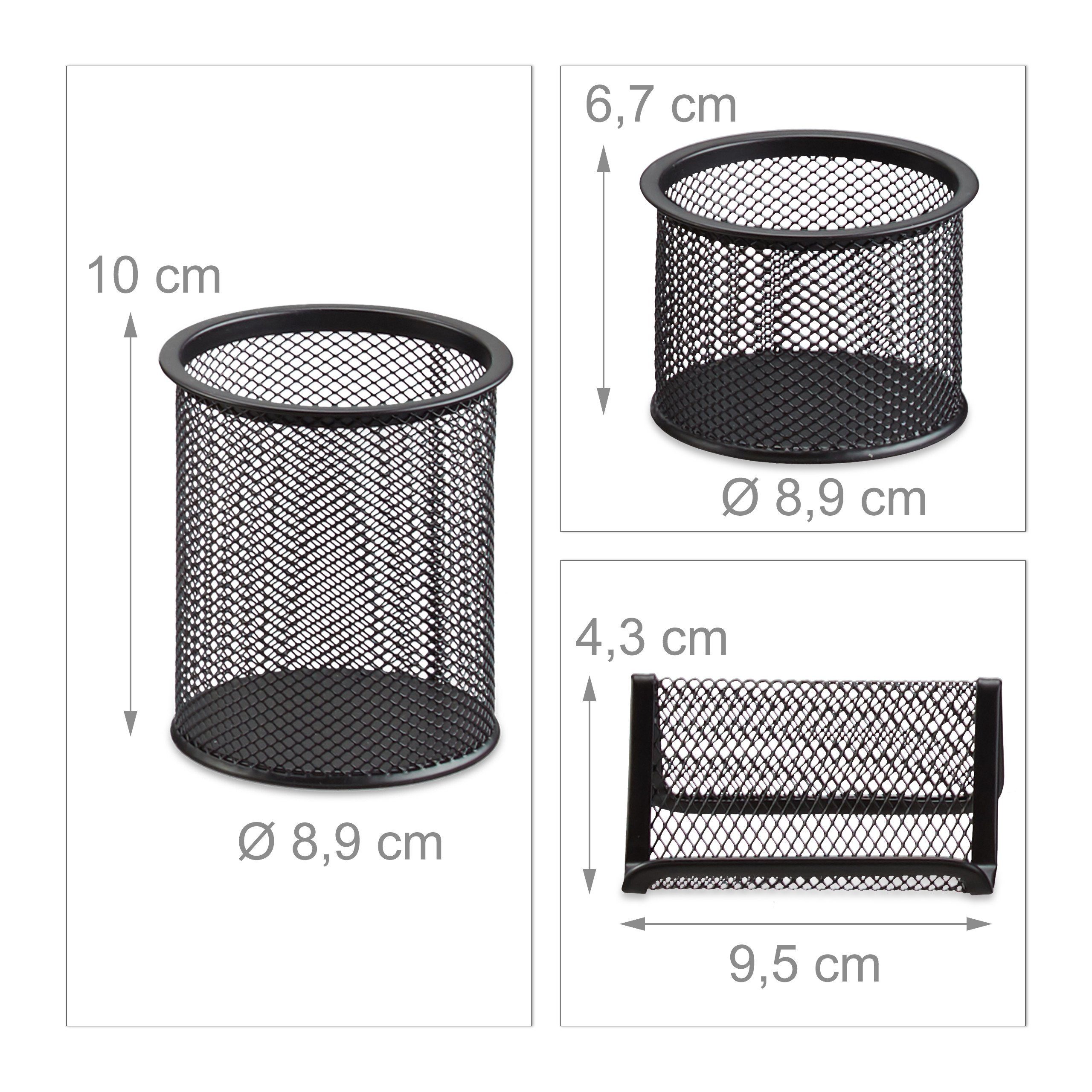 relaxdays Schreibtischaufsatz Schreibtisch Organizer Set, 6-teilig, (6-St), schwarz – Bild 5 von 5