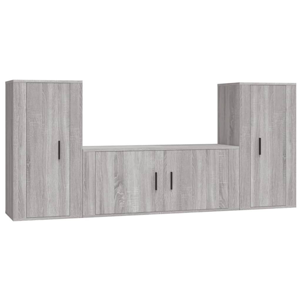 Sonoma Grau TV-Schrank-Set (3-St) TV-Schrank 3-tlg. Holzwerkstoff vidaXL