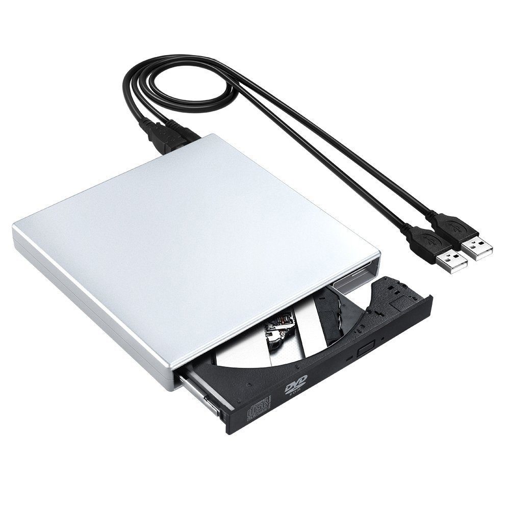 longziming Externes DVD-Laufwerk, 3D, USB 3.0 und Typ-C, CD-DVD-Reader  (Silber) DVD-Player