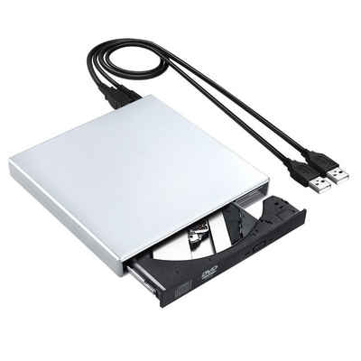 longziming »Externes DVD-Laufwerk, 3D, USB 3.0 und Typ-C, CD-DVD-Reader, schlank, optisch, tragbar, Blu-ray-Laufwerk für MacBook OS Windows XP/7/8/10, Laptop-PC (Silber)« DVD-Player