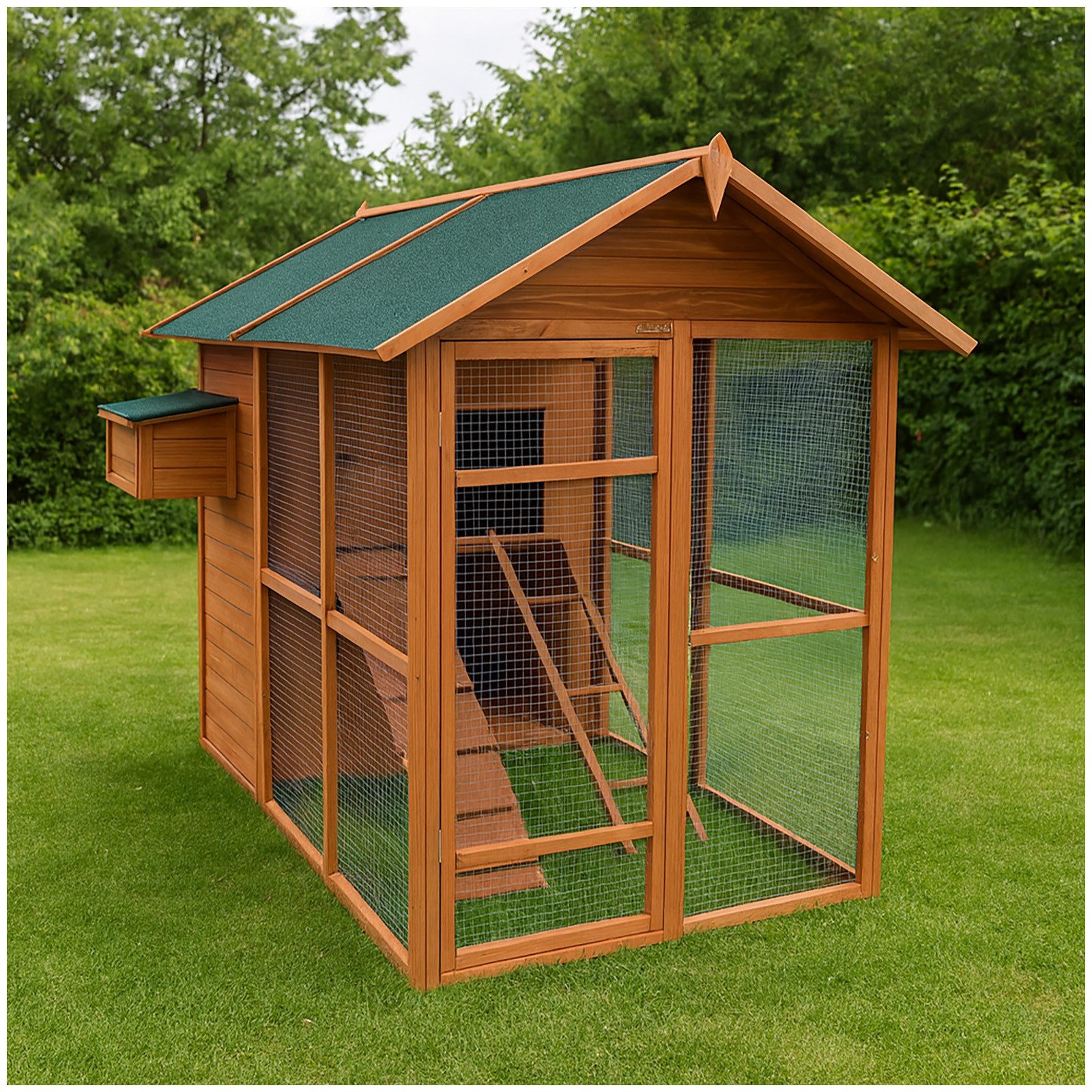 HTI-Living Hühnerstall Großes Hühnerhaus mit Freilaufgehege, Vogelvoliere Freigehege Hühnerstall