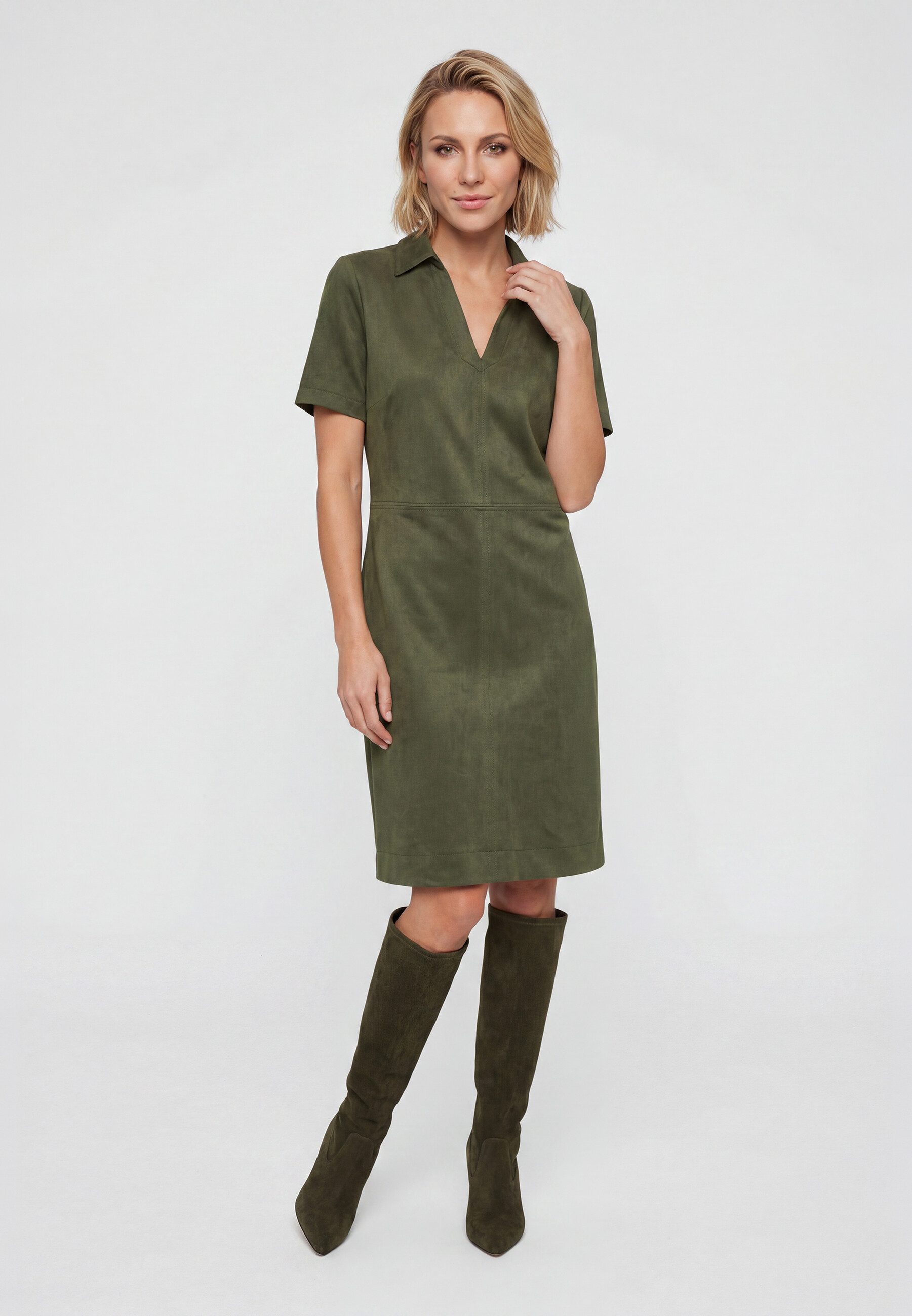 Olsen Midikleid Kleid mit Hemdblusenkragen