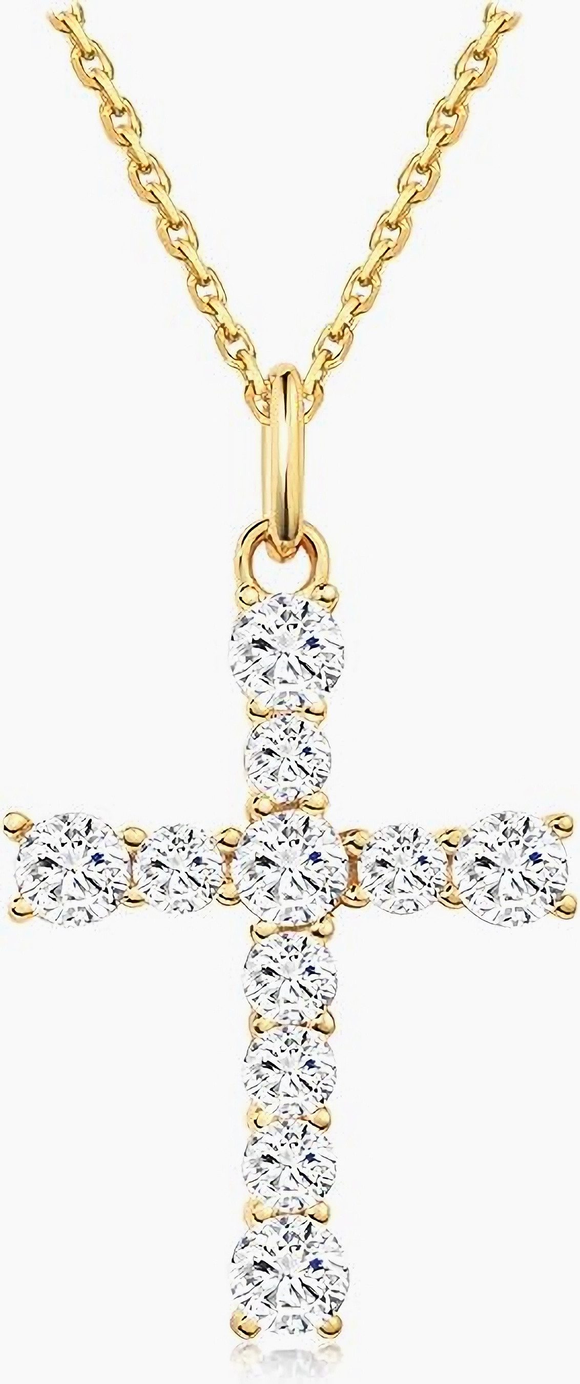 Jumpeak Kette mit Anhänger 14K Gold kultiviert Diamant Kreuz Halskette Liebe Anhänger Halskette, Geschenk zum Jahrestag Geschenk zur Hochzeit Geschenk zum Geburtstag
