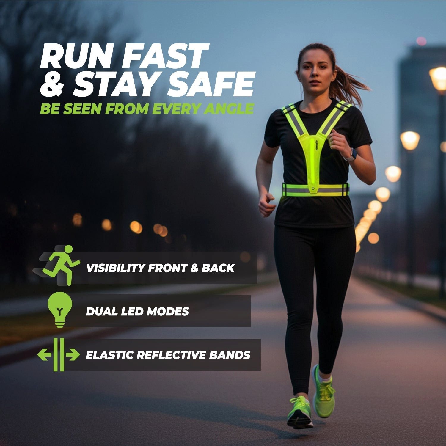 VirtuFit Reflektorband VirtuFit Reflektierende LED-Sicherheitsweste