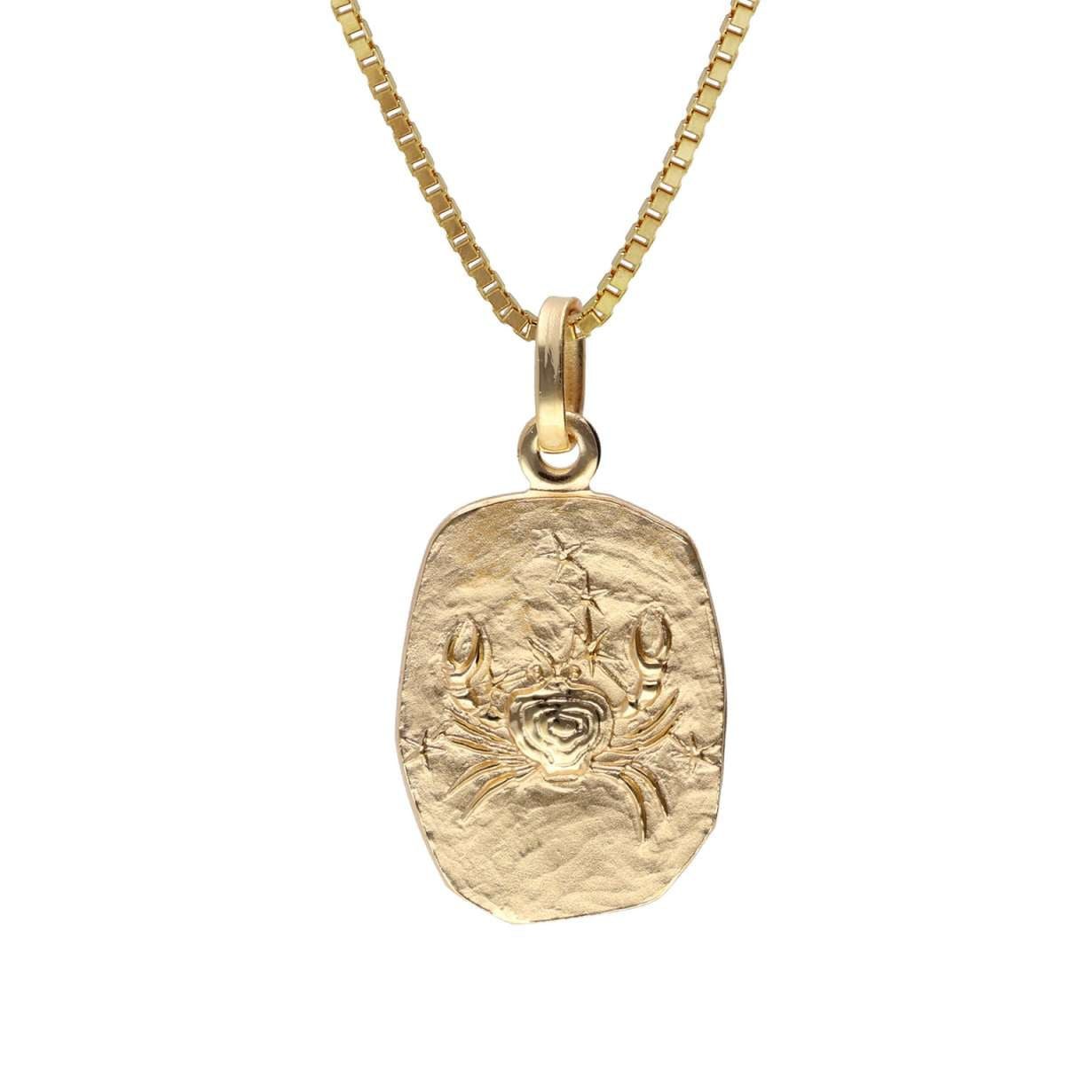 trendor Kette mit Anhänger 15382-07, Krebs Sternzeichen Gold 333 / 8K mit vergoldeter Silberkette