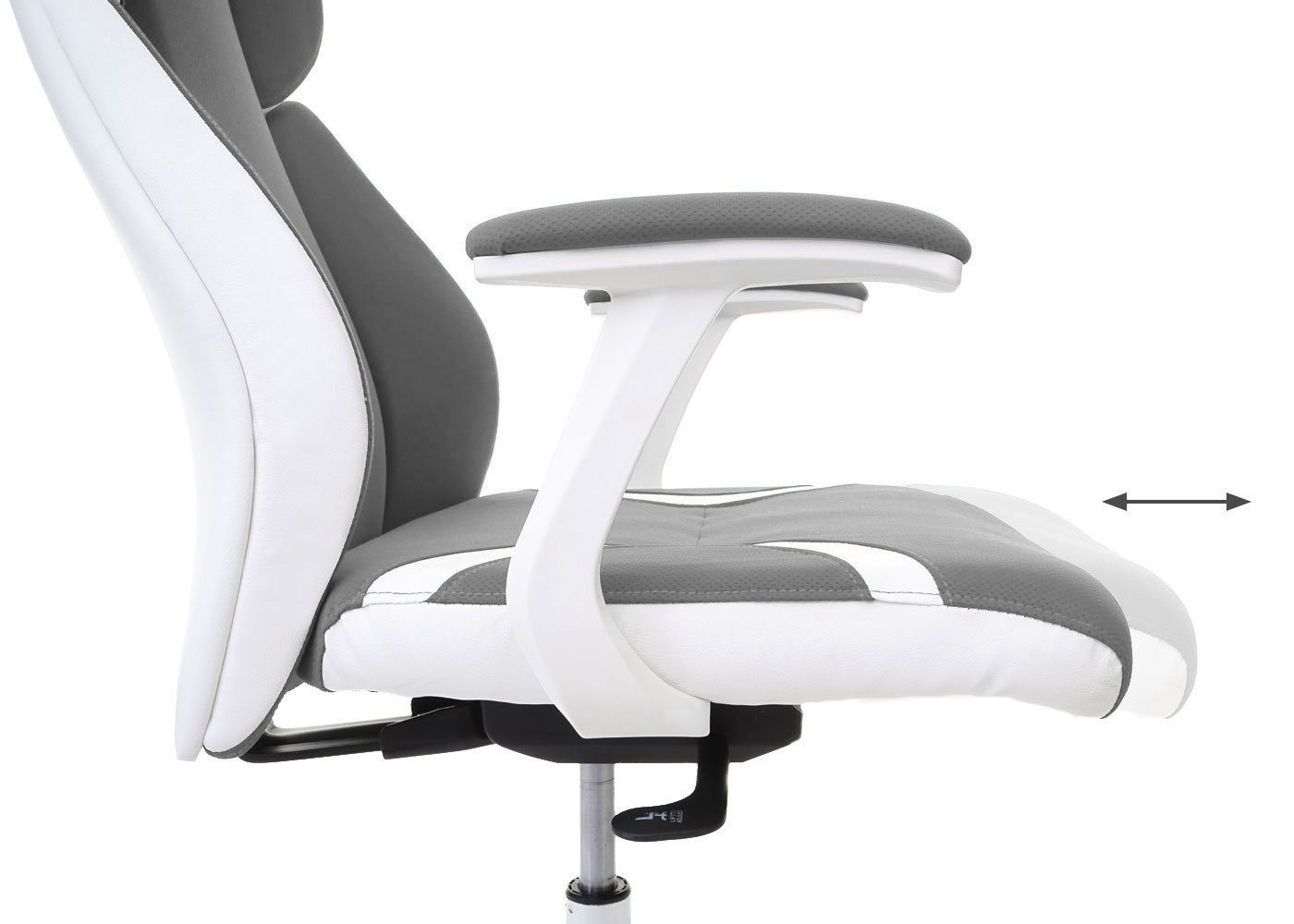 Kopfstütze, Sitz grau/weiß Höhenverstellbare Sliding-Funktion, MCW Schreibtischstuhl Wippfunktion arretierbar, MCW-F12, Sliding
