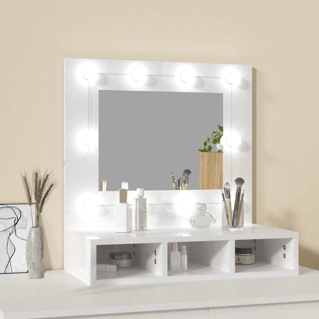 LED mit 60x31,5x62 Hochglanz-Weiß Badezimmerspiegelschrank vidaXL Spiegelschrank cm (1-St)