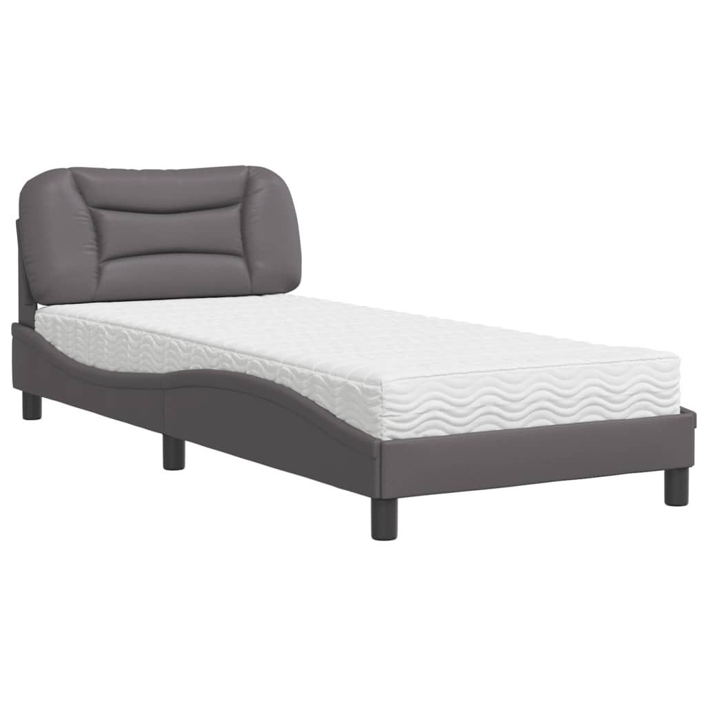 vidaXL Bett Bett mit Matratze "Hvar" Grau 90x190 cm Kunstleder günstig online kaufen