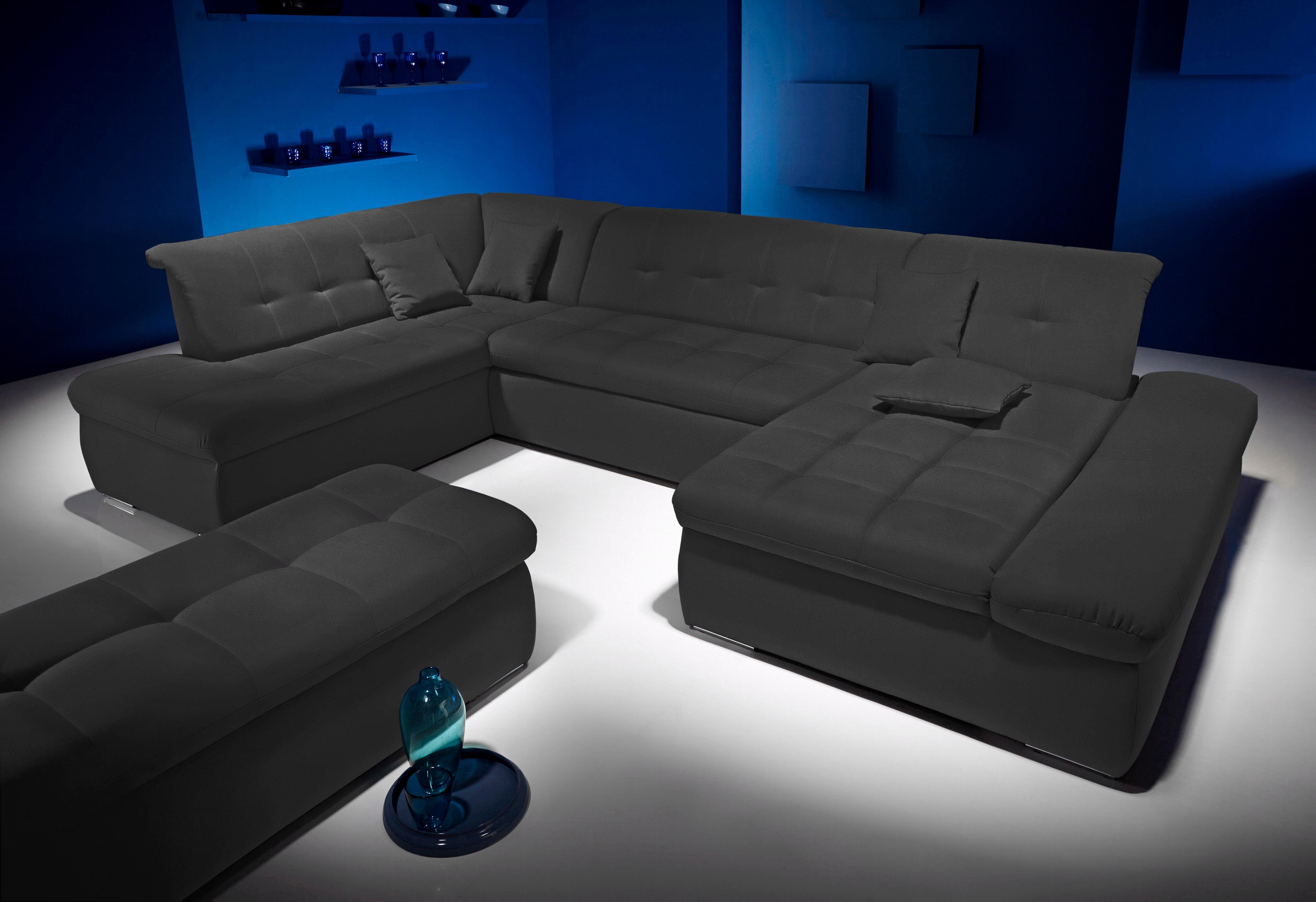 Home affaire Wohnlandschaft U-Form, wahlweise mit Bett- und Armlehnfunktion