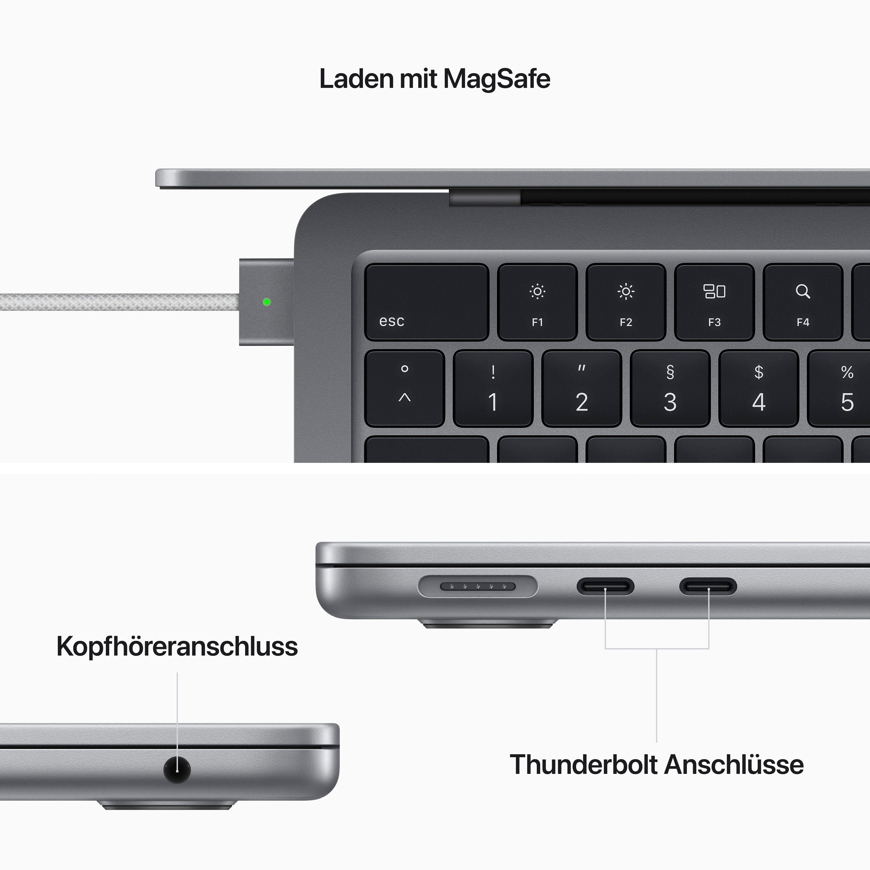 MacBook Apple Air SSD) CPU, 512 Notebook cm/13,6 space Zoll, Apple M2, (34,46 gray 8-Core GB