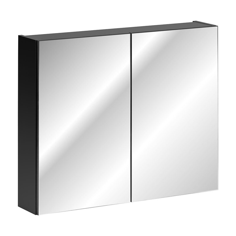 Lomadox Spiegelschrank PUEBLA-56-BLACK 80 cm, in matt schwarz, B/H/T ca. 80/65/17 cm | Spiegelschränke