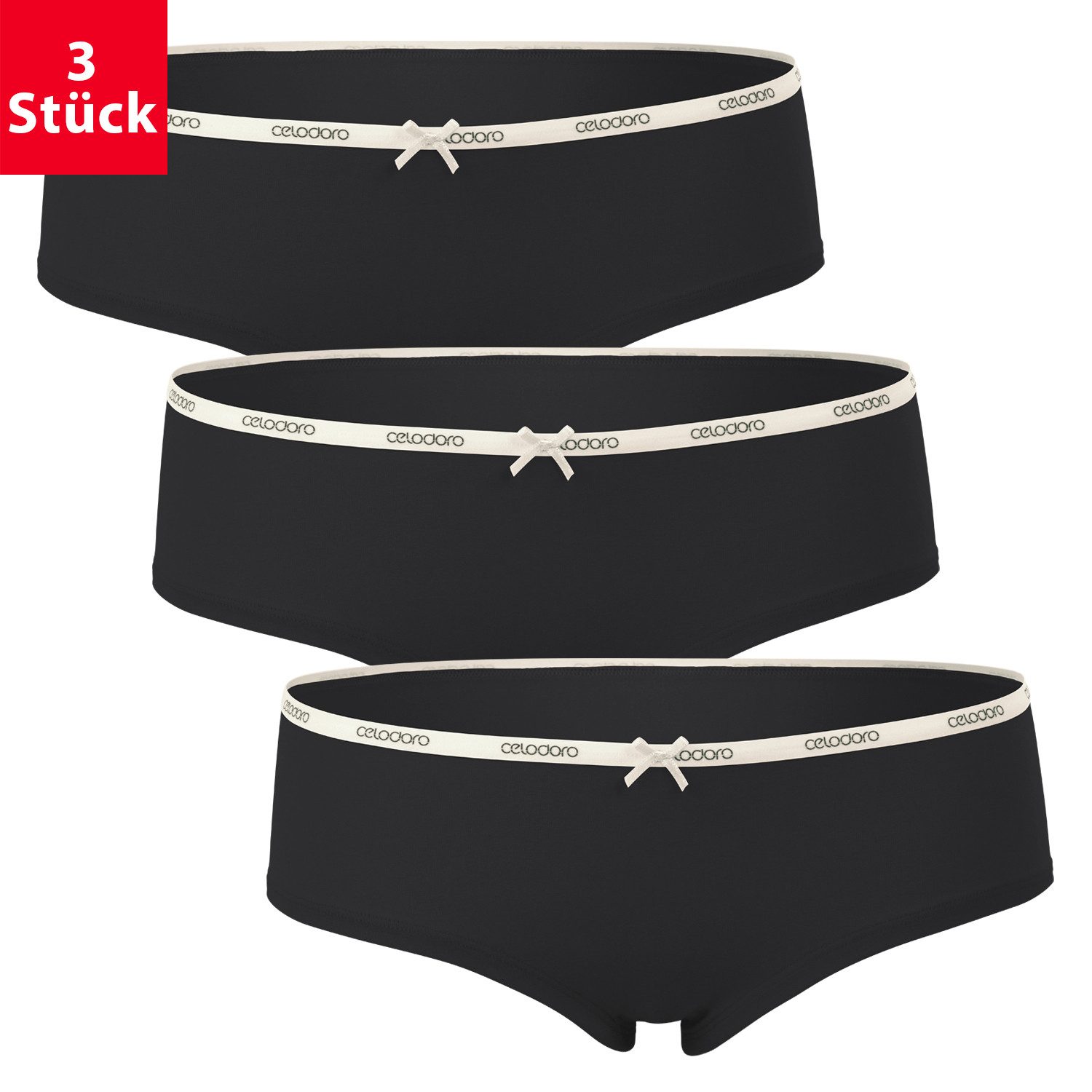 celodoro Panty Damen Panties Lady (3er Pack) Hipster mit Webgummi