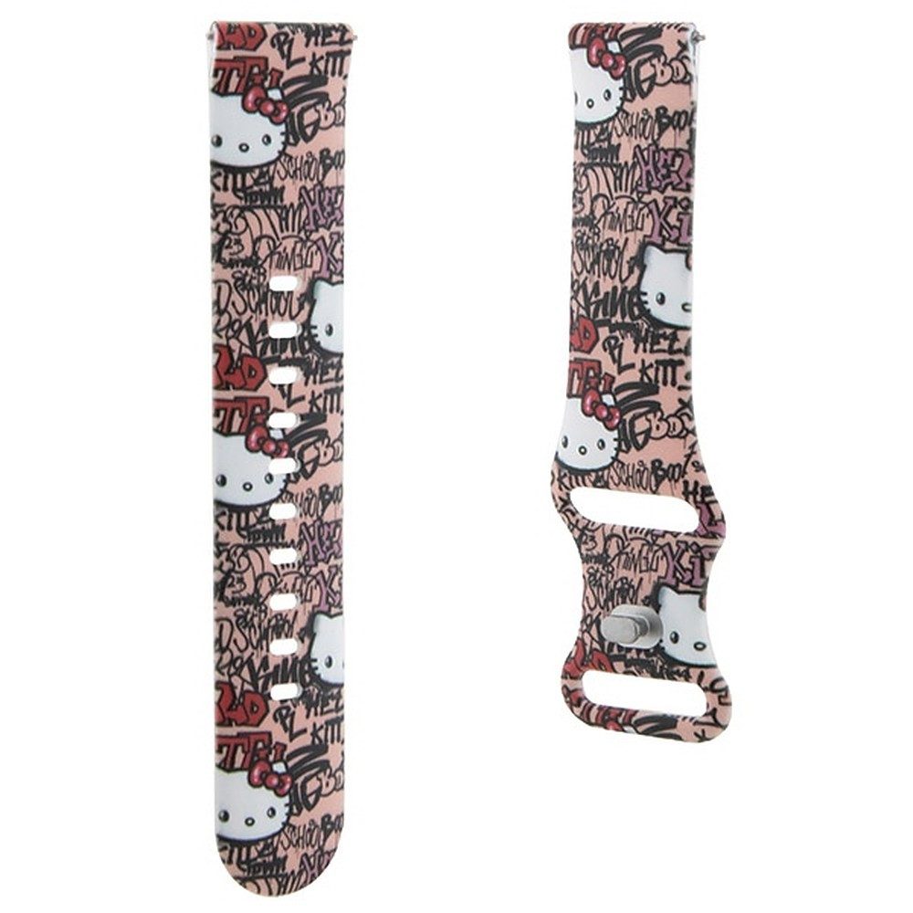 Hello Kitty Smartwatch-Armband Wechselarmband Sportarmband Ersatzarmband, Graffiti-Print, weiches Silikon, 20 mm, universal