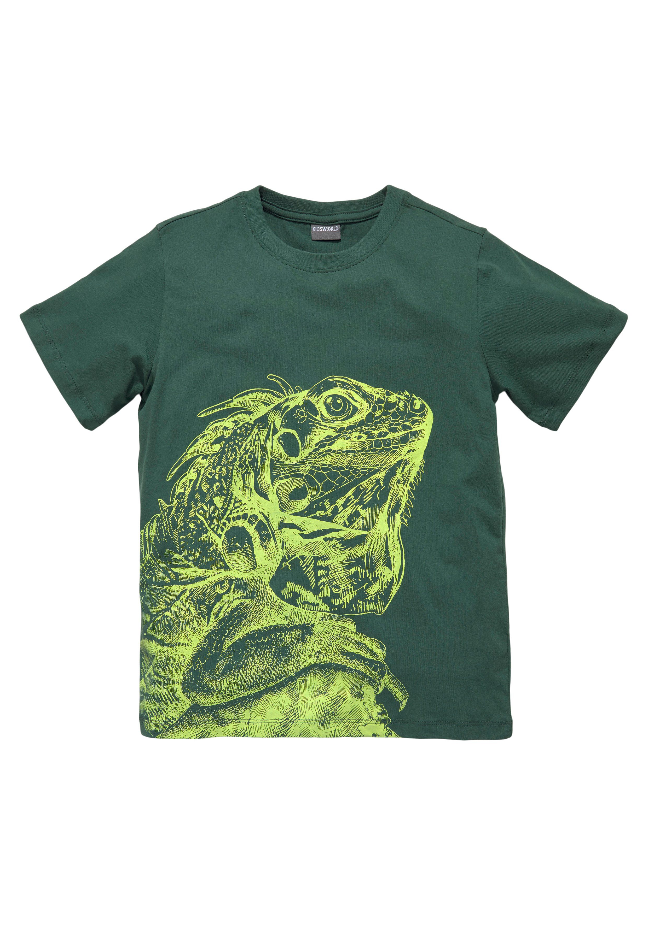 KIDSWORLD T-Shirt GECKO Kurzarm, Basic-Passform, bedruckt, Rundhalsausschnitt. Reduzierter Preis € 10,99. Unverbindliche Preisempfehlung € 12,99, (€ 10,99 pro 1 Stk)
