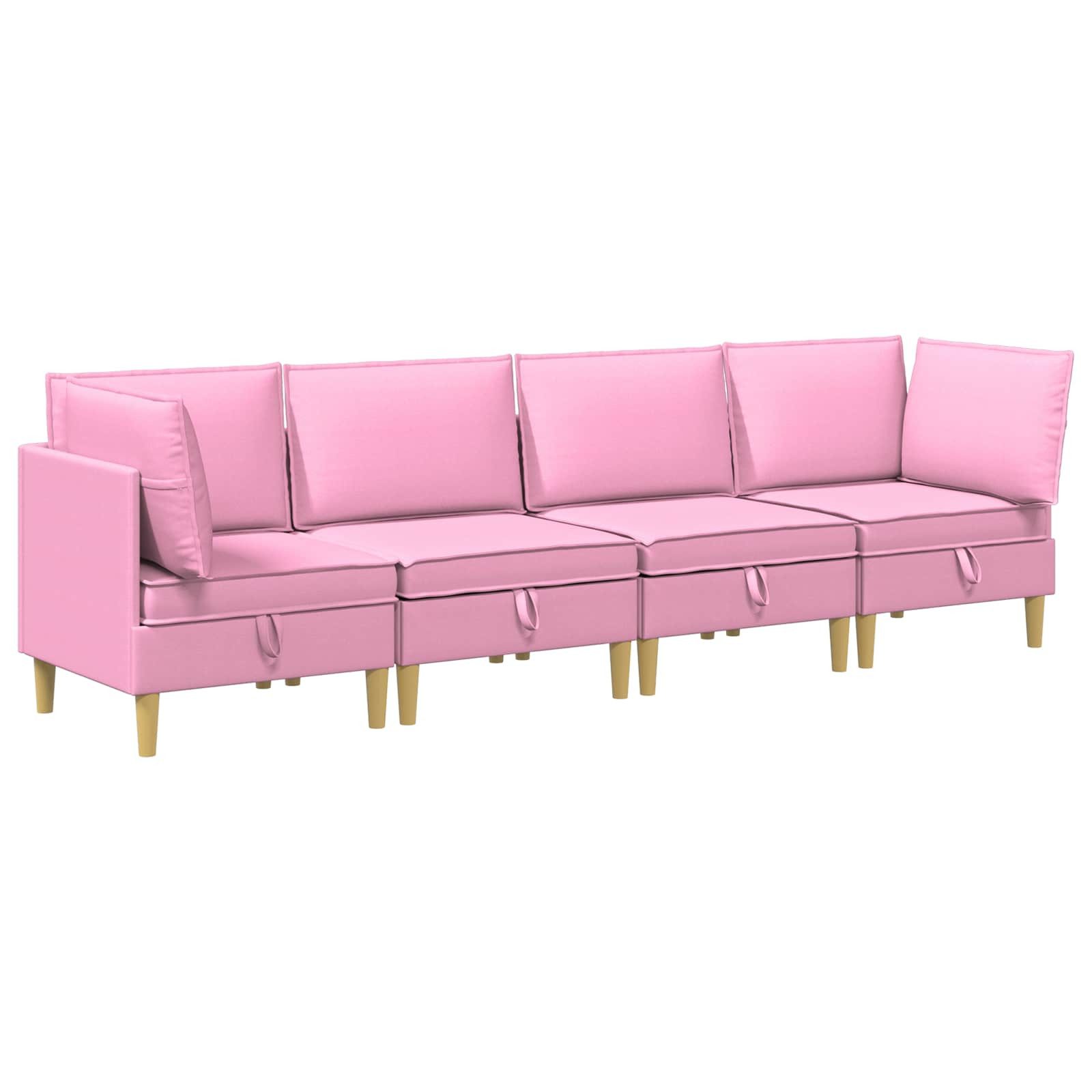 vidaXL Sitzgruppe Wohnzimmergarnitur mit Kissen mit Speicher 4 pcs Rosa Stoff, (4-tlg)