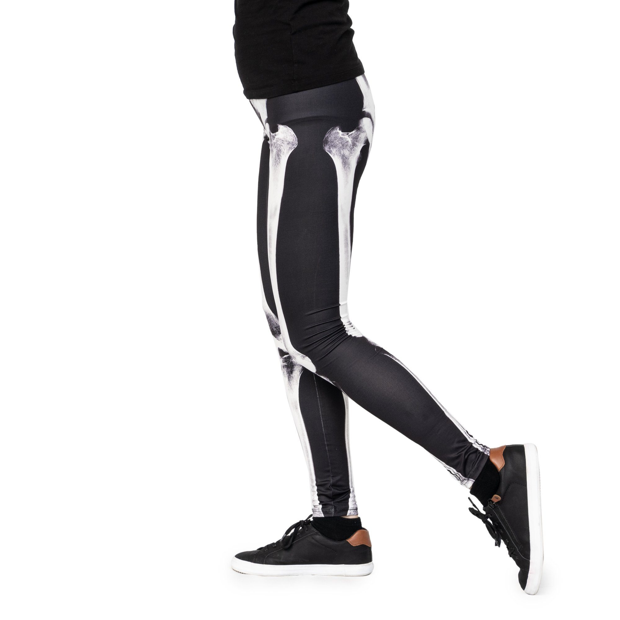 cosey Leggings Halloween-Line Damen Leggings XS-S M-L Stretch Halloween Kostüm (atmungsaktiv • schnelltrocknend • blickdicht • figurbetonte Passform, New Bones) M-L