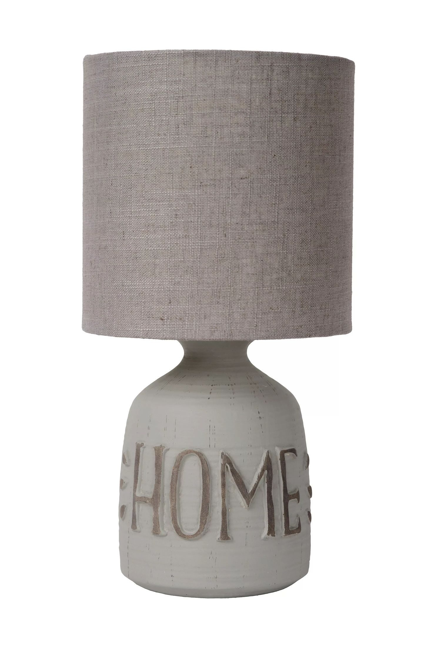 Licht-Erlebnisse Nachttischlampe DILO, ohne Leuchtmittel, Stoff Keramik rund D: 16,5 cm 32,5 cm Grau E14 Modern Keramiklampe
