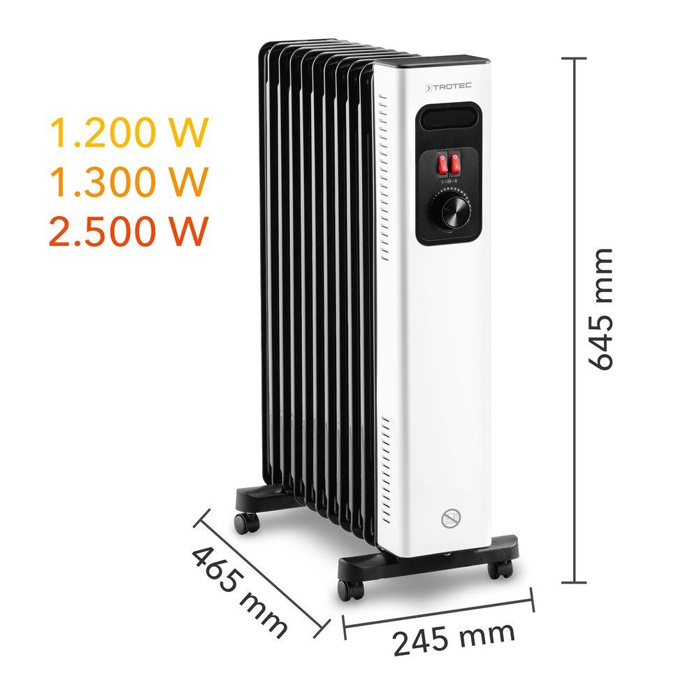 3 Leistung Leistungsstufen für TROTEC 2500 TRH Heizer behagliche schnelle Ölradiator TROTEC und W, E, Wärme Heizung 27 Ölradiator