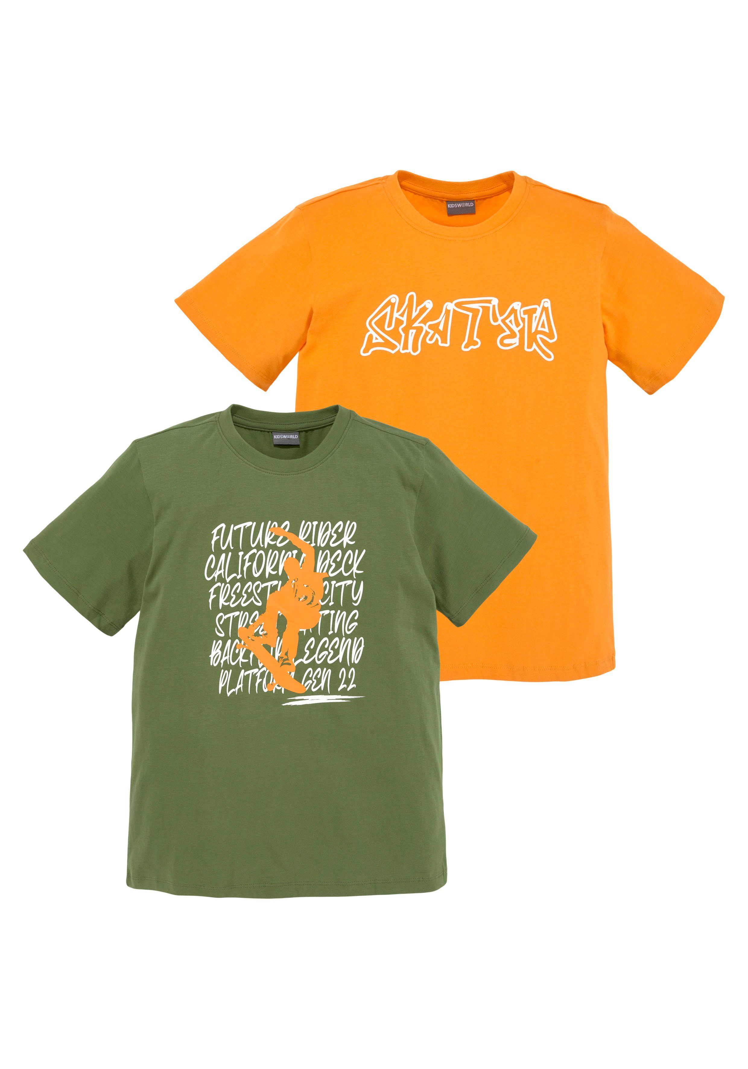 KIDSWORLD T-Shirt SKATER (Packung, 2-tlg) mit unterschiedlichen Drucken | T-Shirts