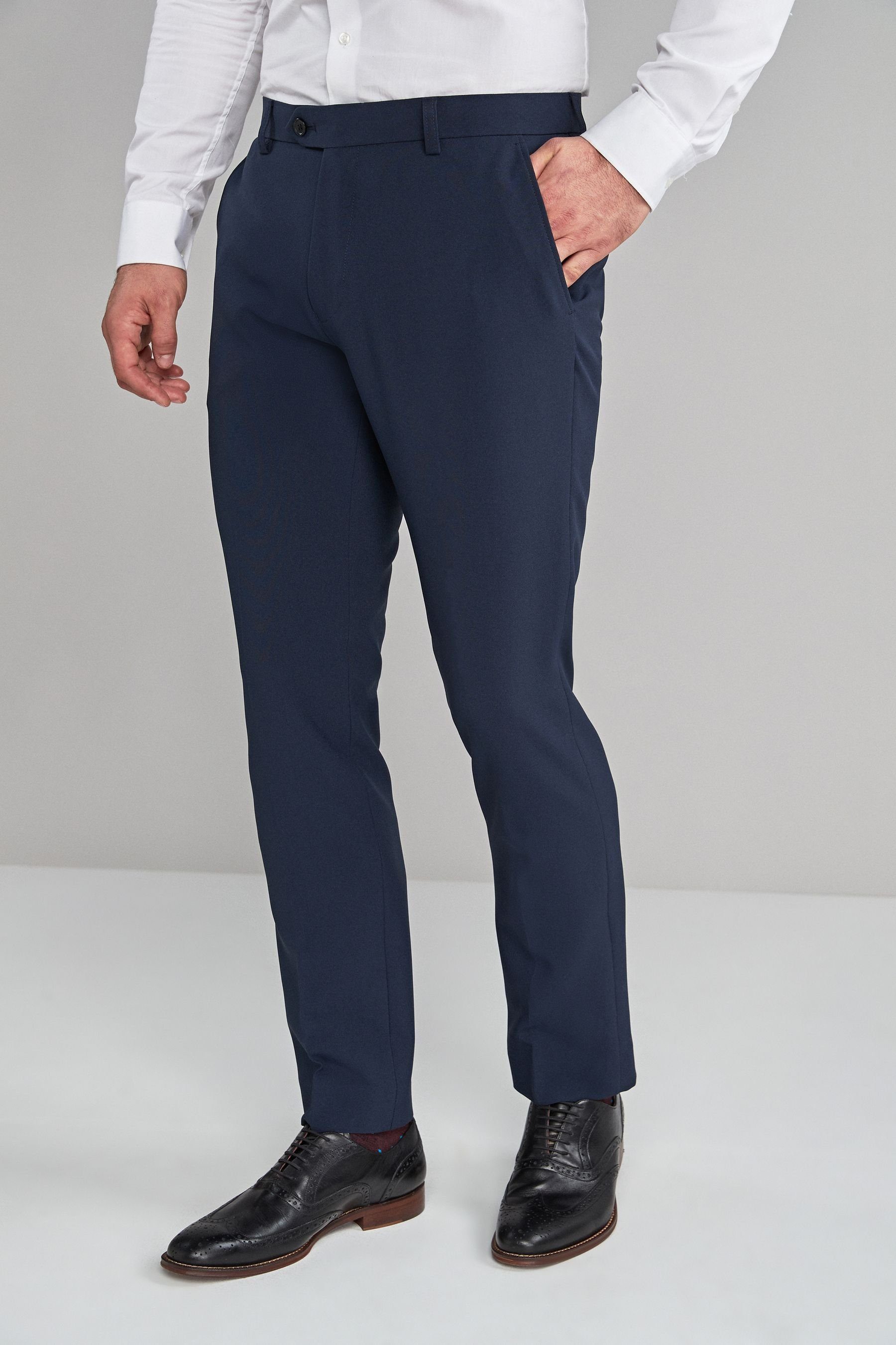 Next Stretch-Hose Slim Fit Hose ohne Bundfalte, Maschinenwäsche (1-tlg) Navy Blue