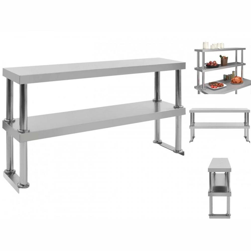 vidaXL Regal 2-stufiger Arbeitstisch-Aufsatz 120 x 30 x 65 cm Edelstahl
