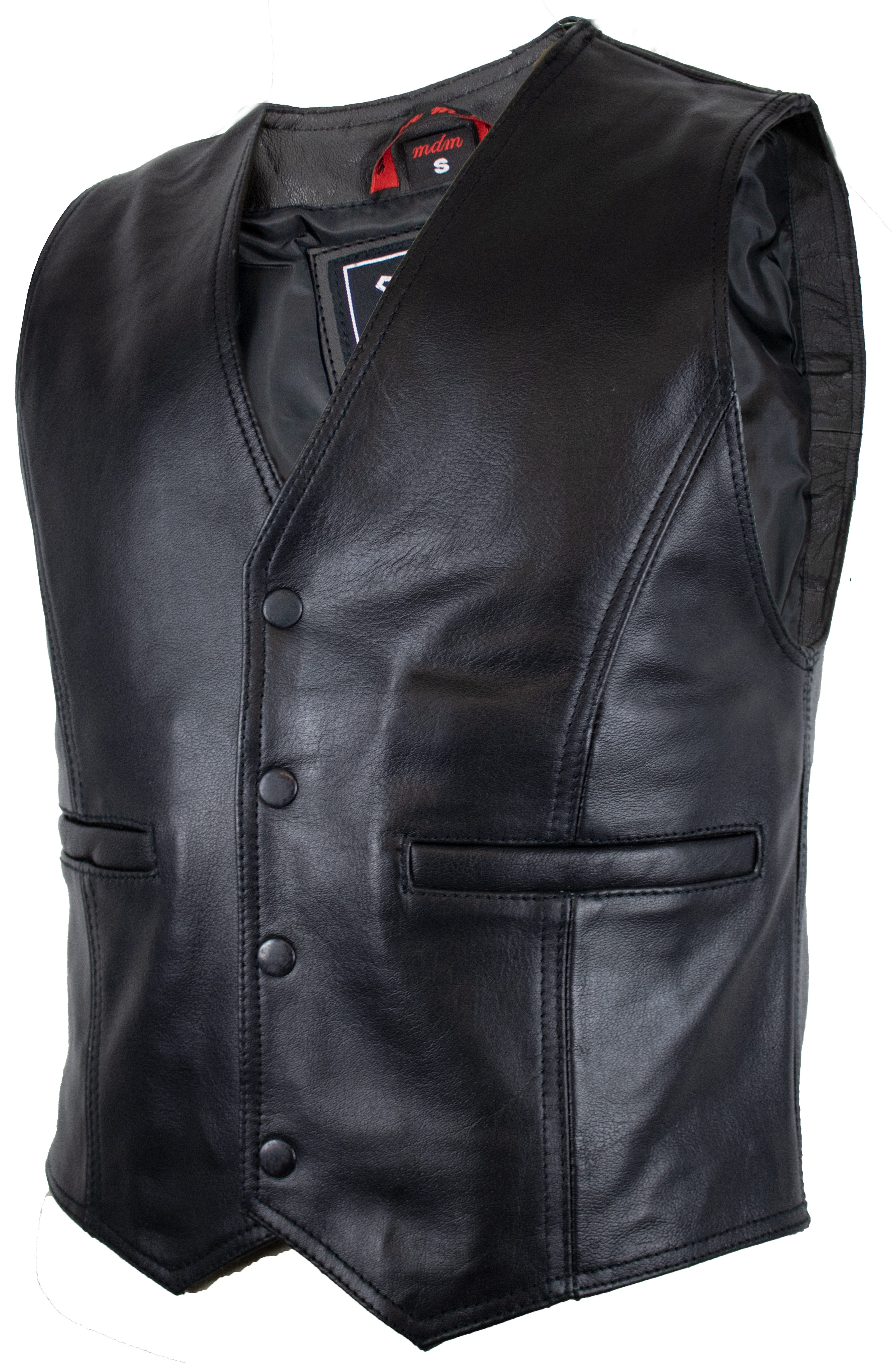 MDM Lederweste Klassische Herren Lederweste aus echtem Rinds Leder (Druckkn günstig online kaufen