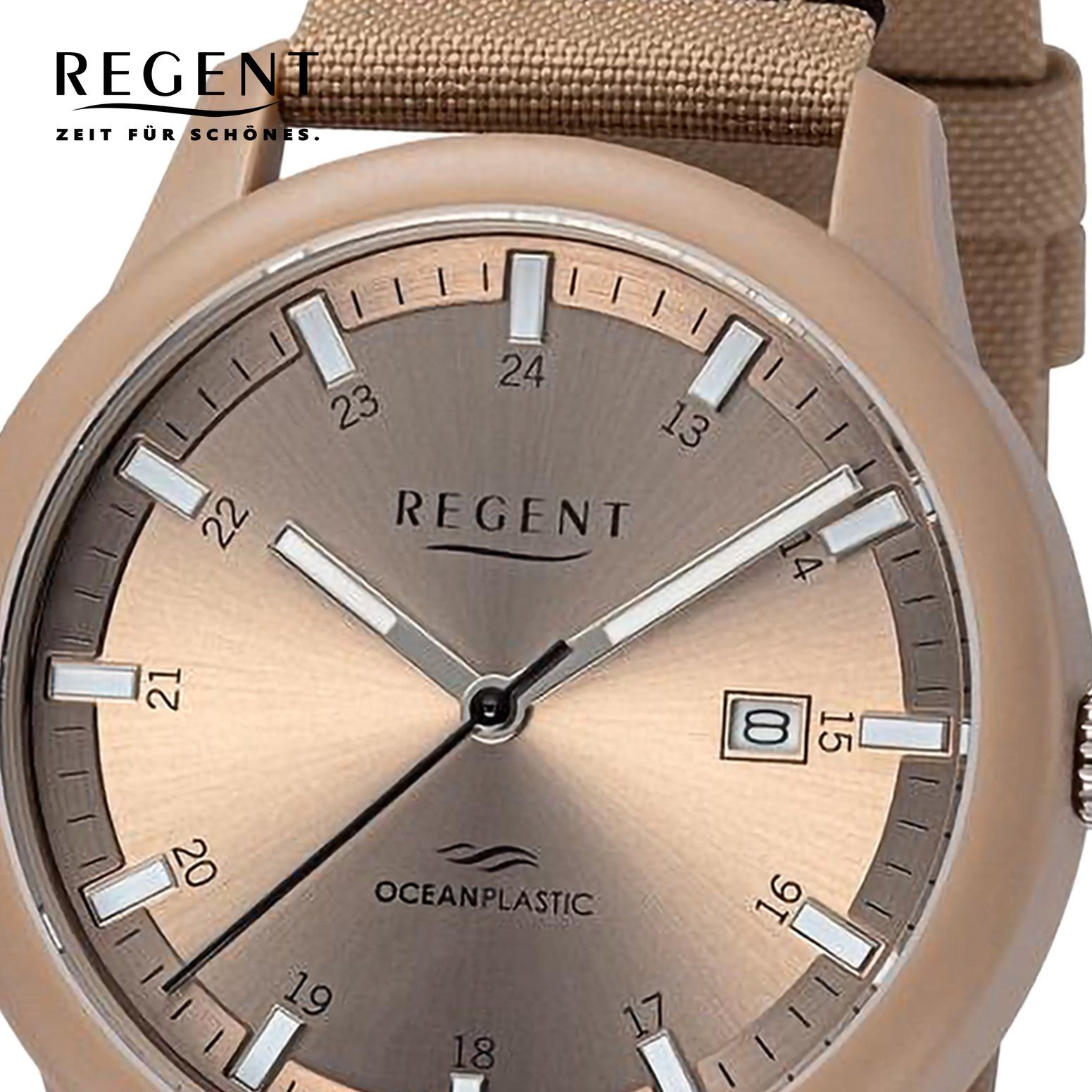 Analog, Nylonarmband Regent (ca. Armbanduhr rund, groß 40mm), Herren Quarzuhr Regent Herren Armbanduhr extra
