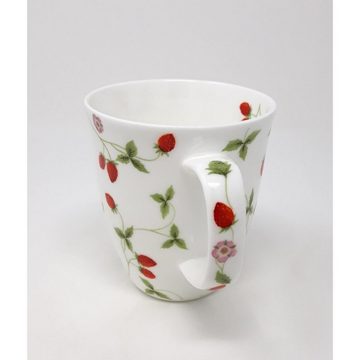 TeaLogic Tasse erdbeeren, Porzellan, Weiß L:13cm H:11cm D:9cm Porzellan