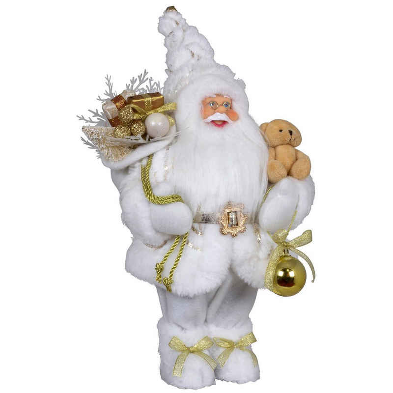 Christmas Paradise Weihnachtsmann Viggo, 4 Größen (30-80cm) (Deko Figur, 1 St), weiß-gold
