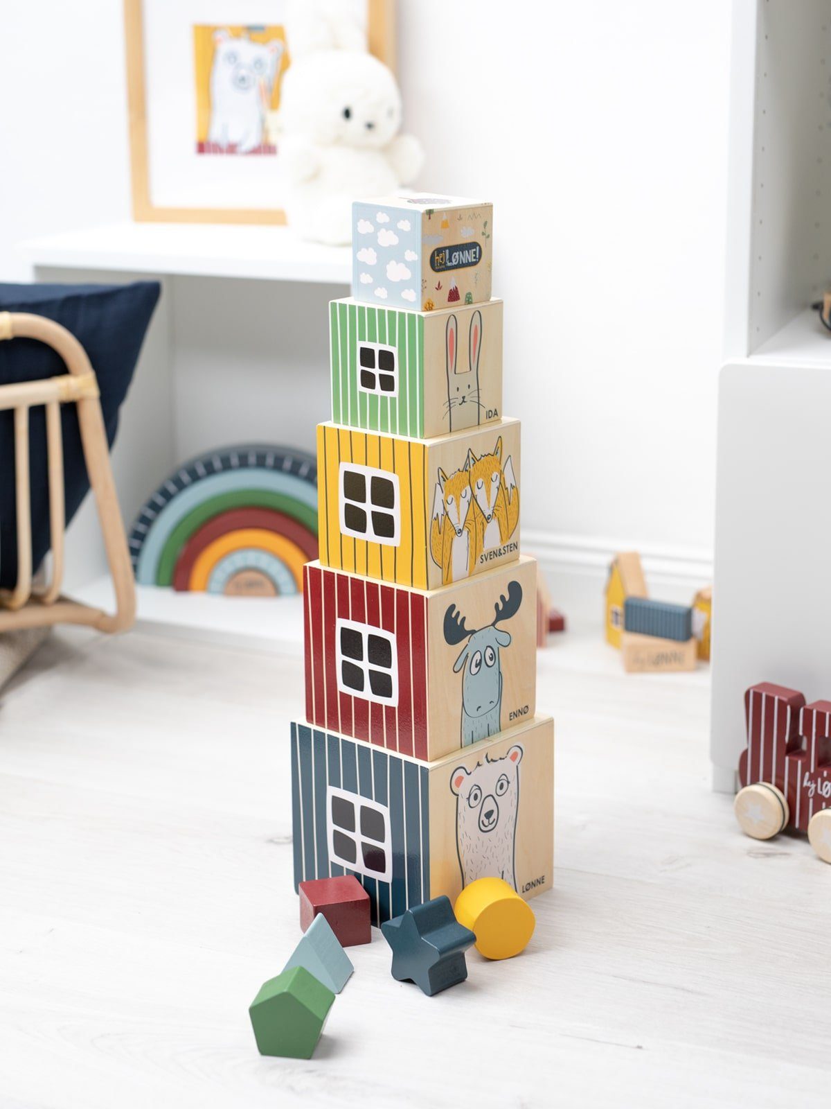 Motorik Spielzeug, und Kinder von Förderung zur Lønne Stapelwürfel Stapelspielzeug Hej Zahlenverständnis Holz Würfel Stapelturm